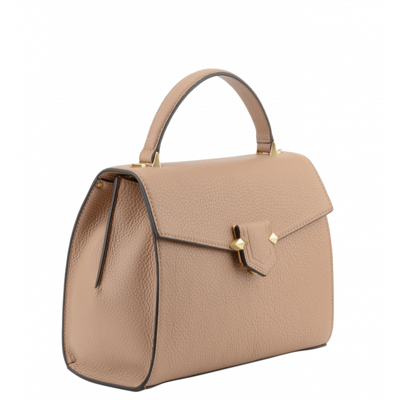 Handbag - grained calf leather POURCHET Brown