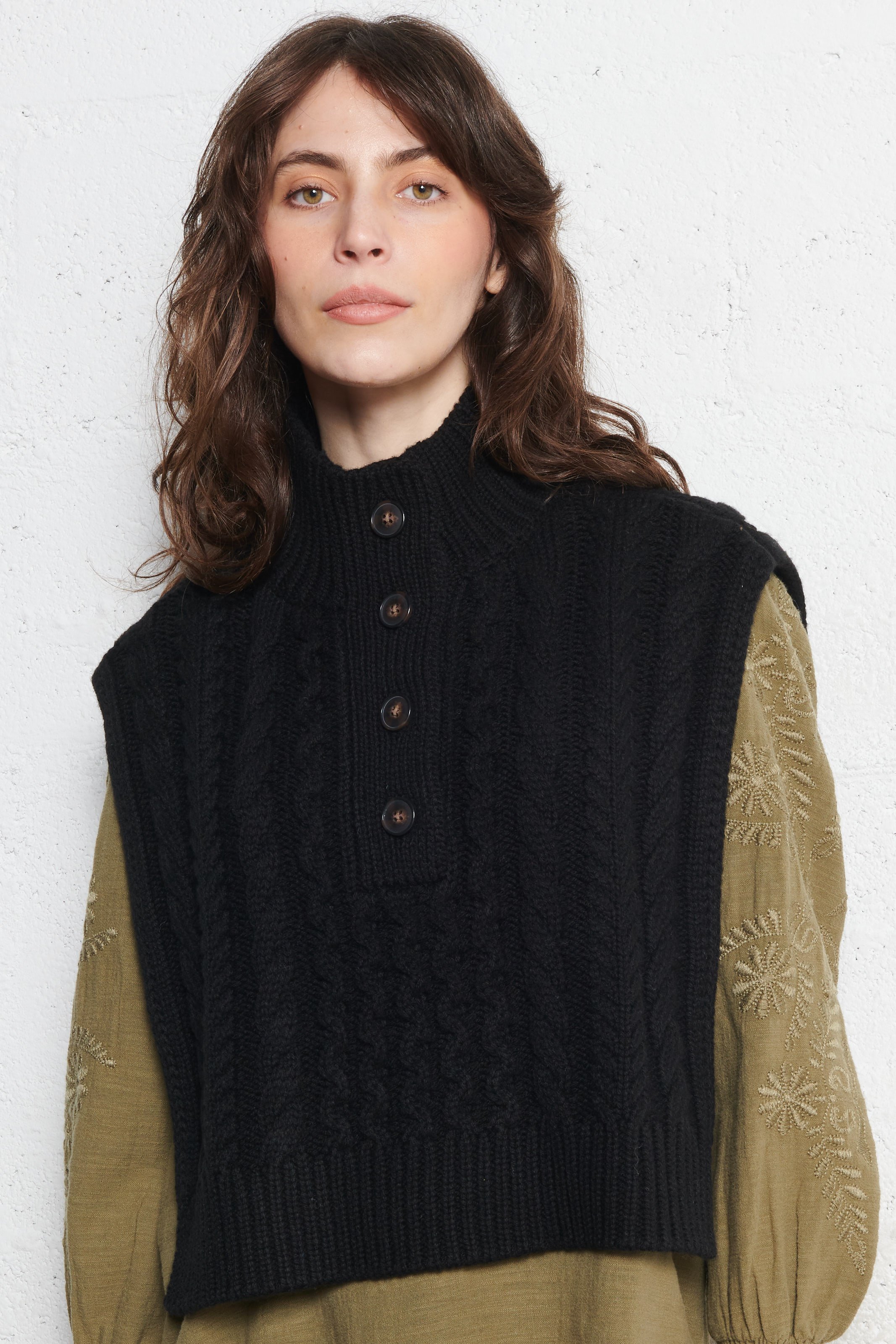 Wool-blend detachable collar MAISON 123 Black