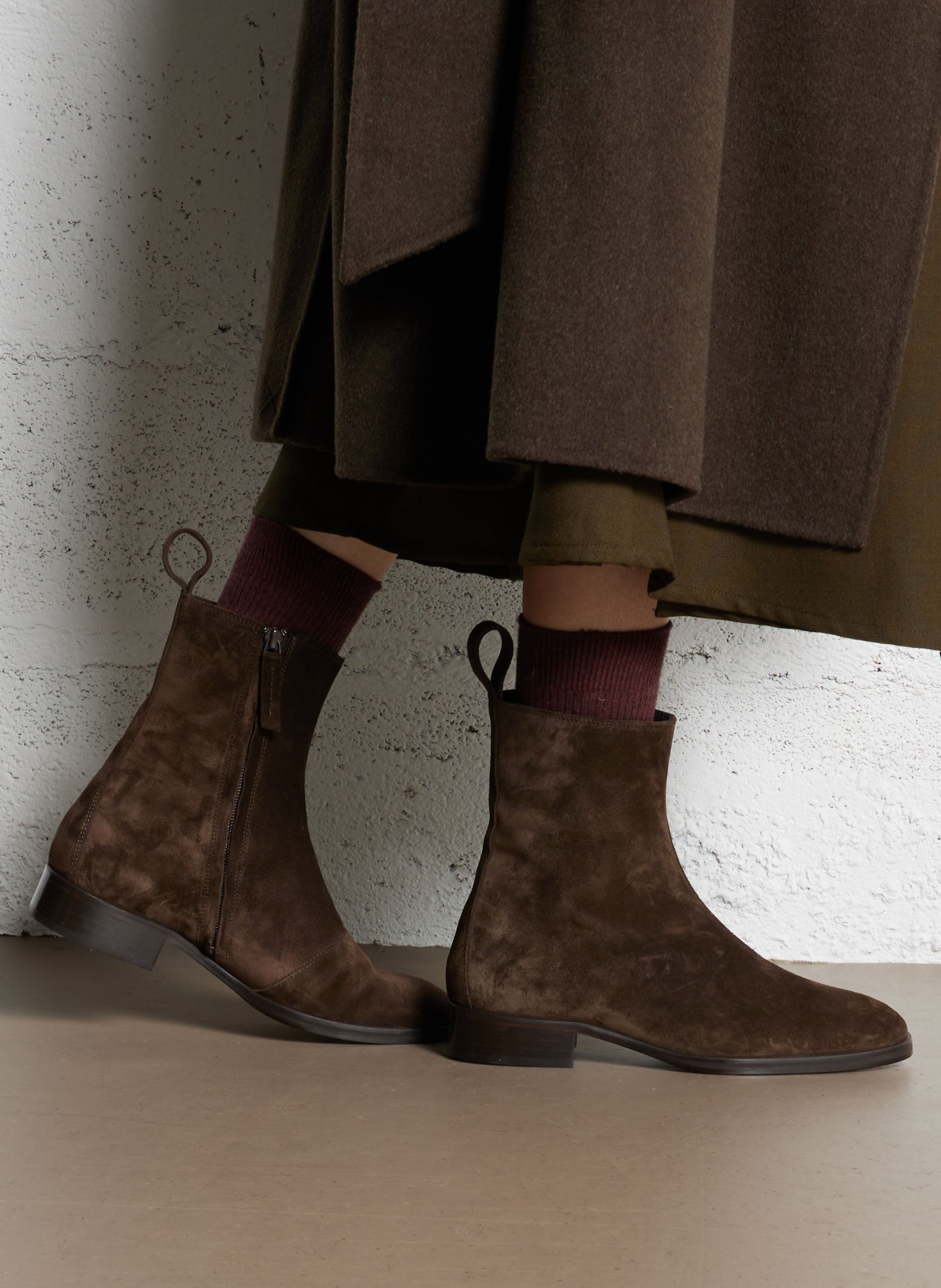 Bottines en cuir velours SOEUR Marron