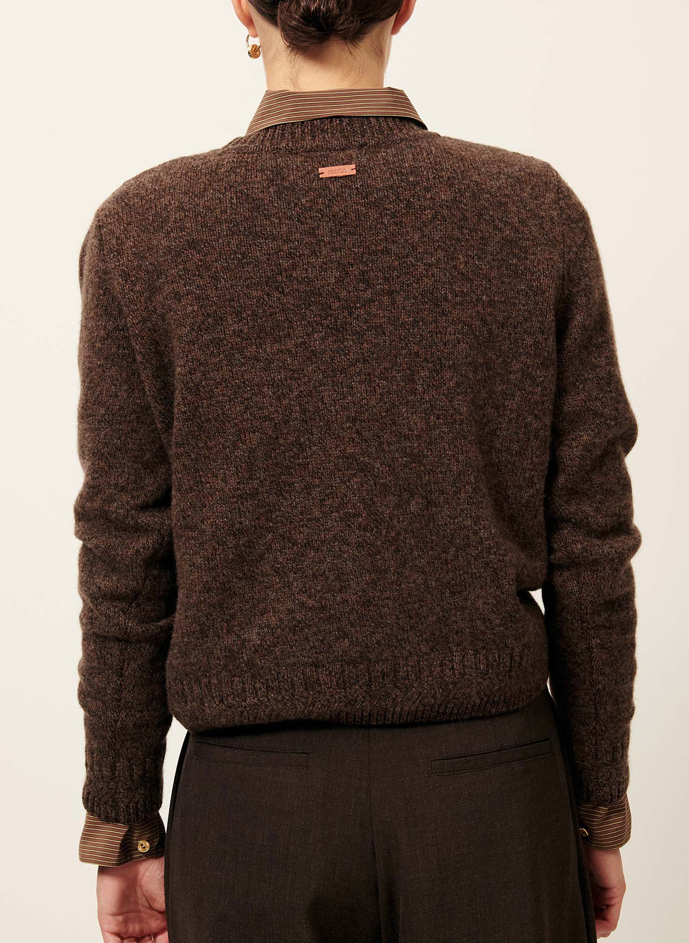 Pull droit col rond en laine mérinos SESSUN Gris