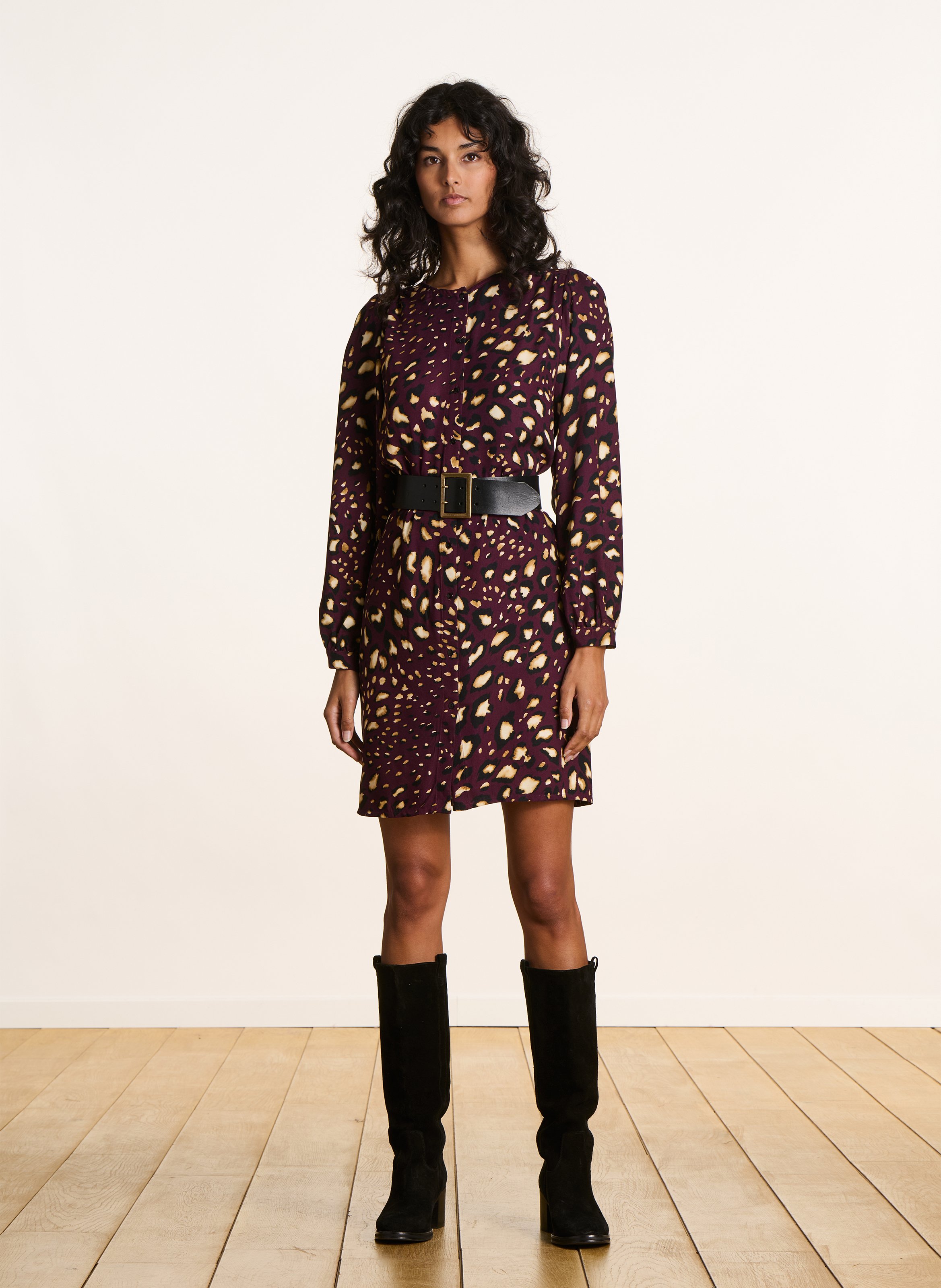 Robe courte boutonnée à motif LA FEE MARABOUTEE