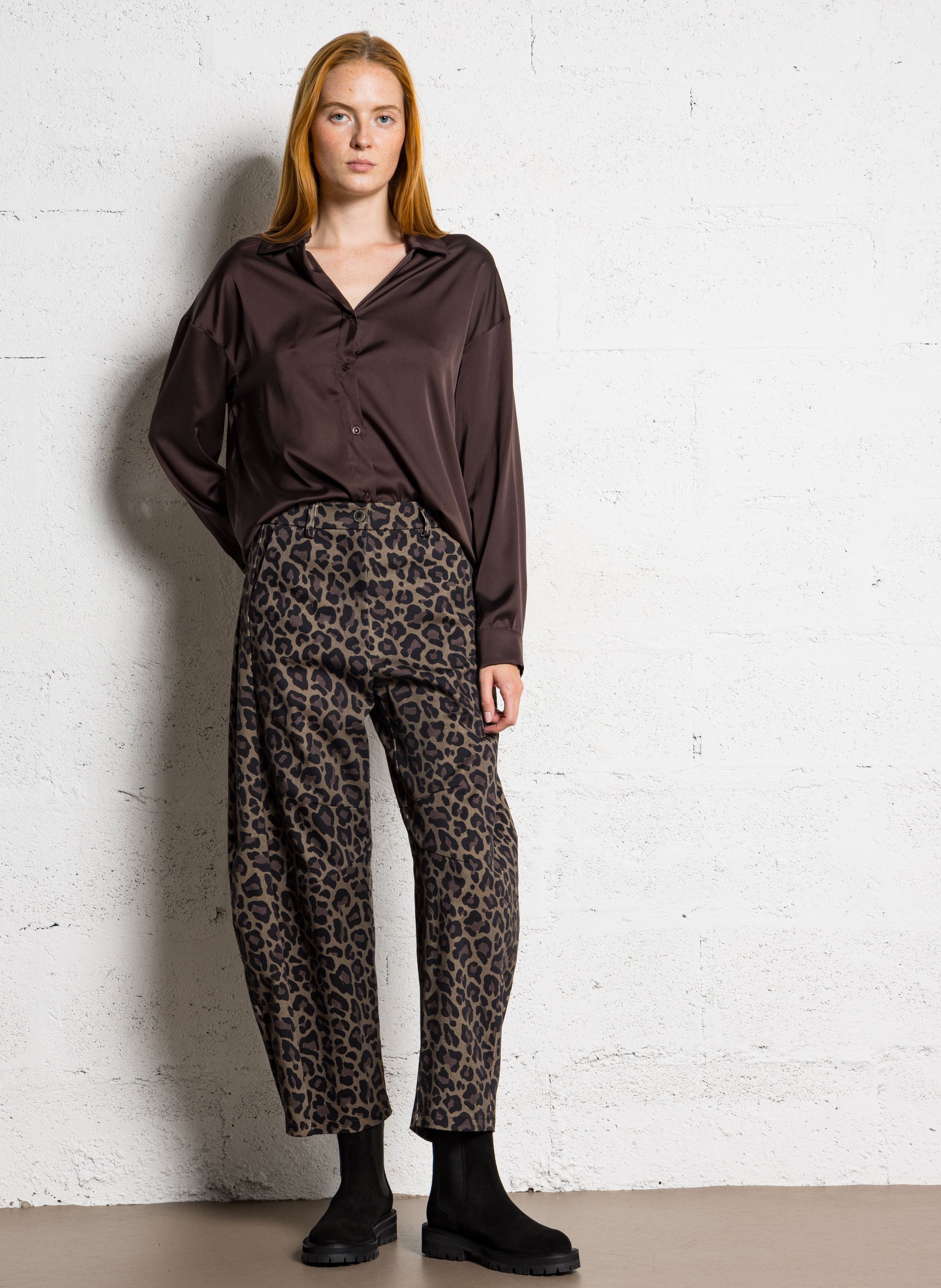 Jean droit léopard IMPERIAL Marron