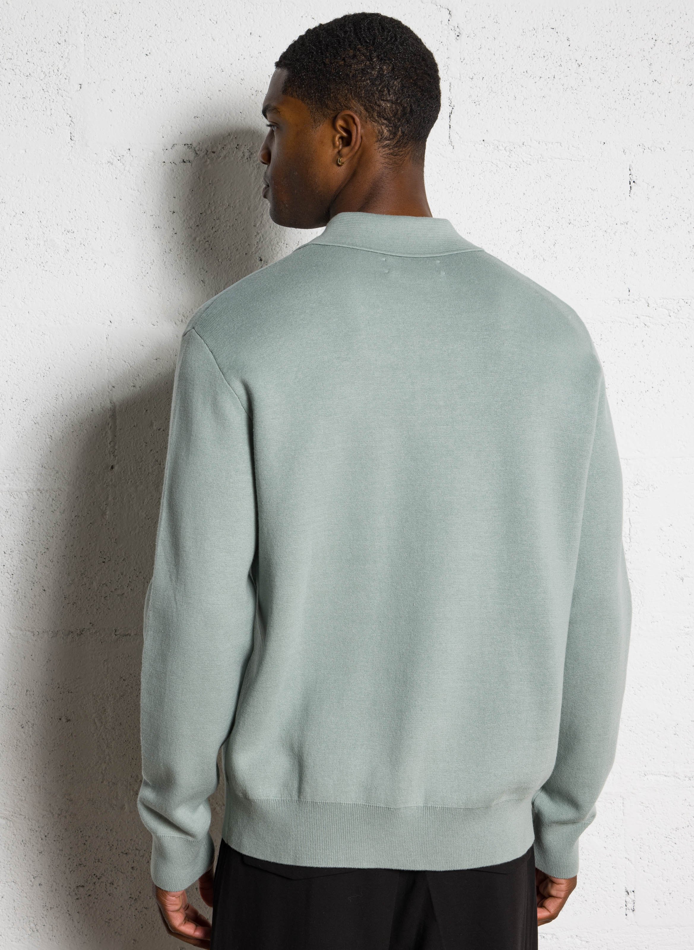 Sweat col classique en coton bio mélangé SAMSOE SAMSOE Bleu