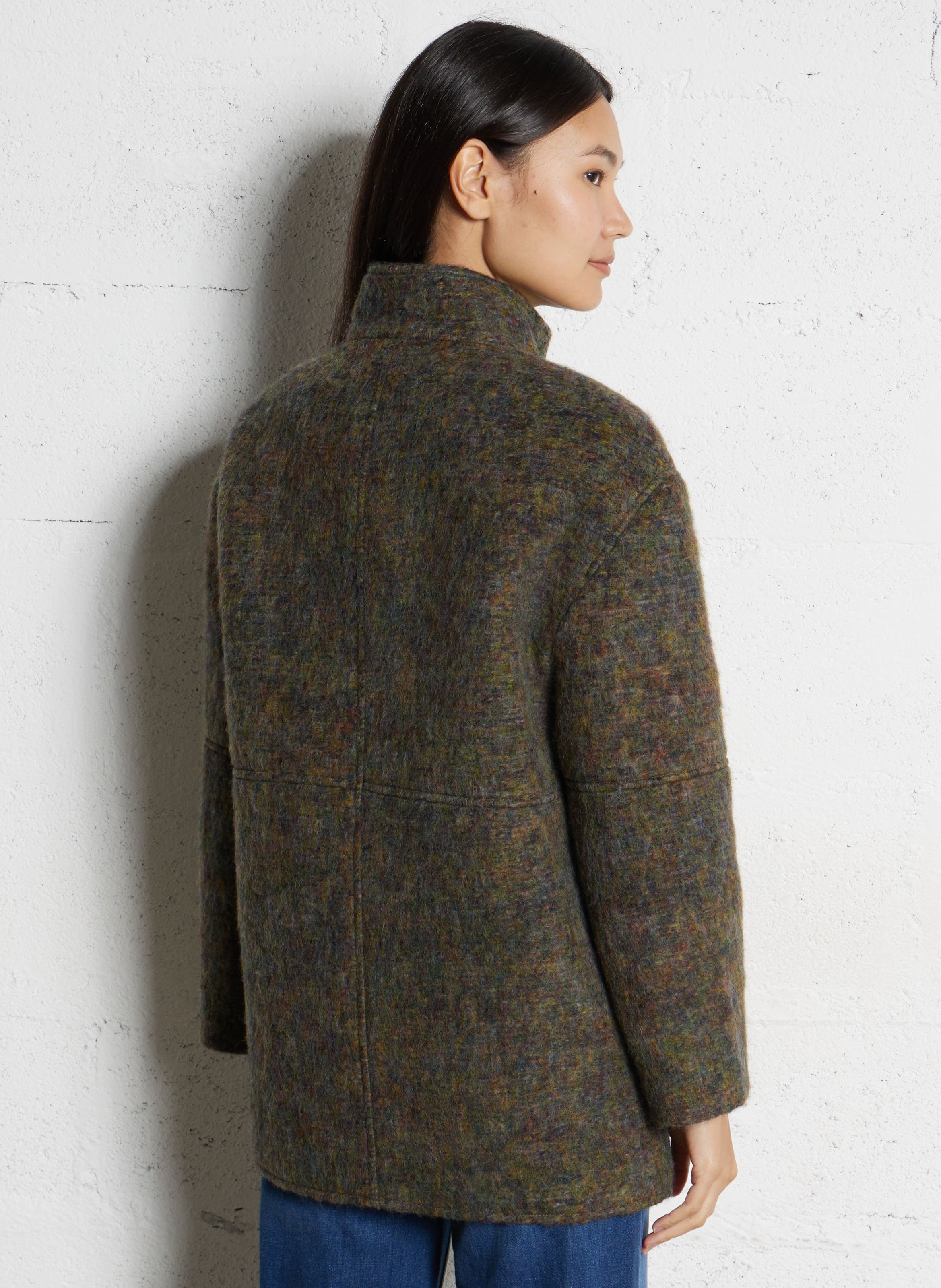 High-neck wool-blend coat MAISON 123 Khaki