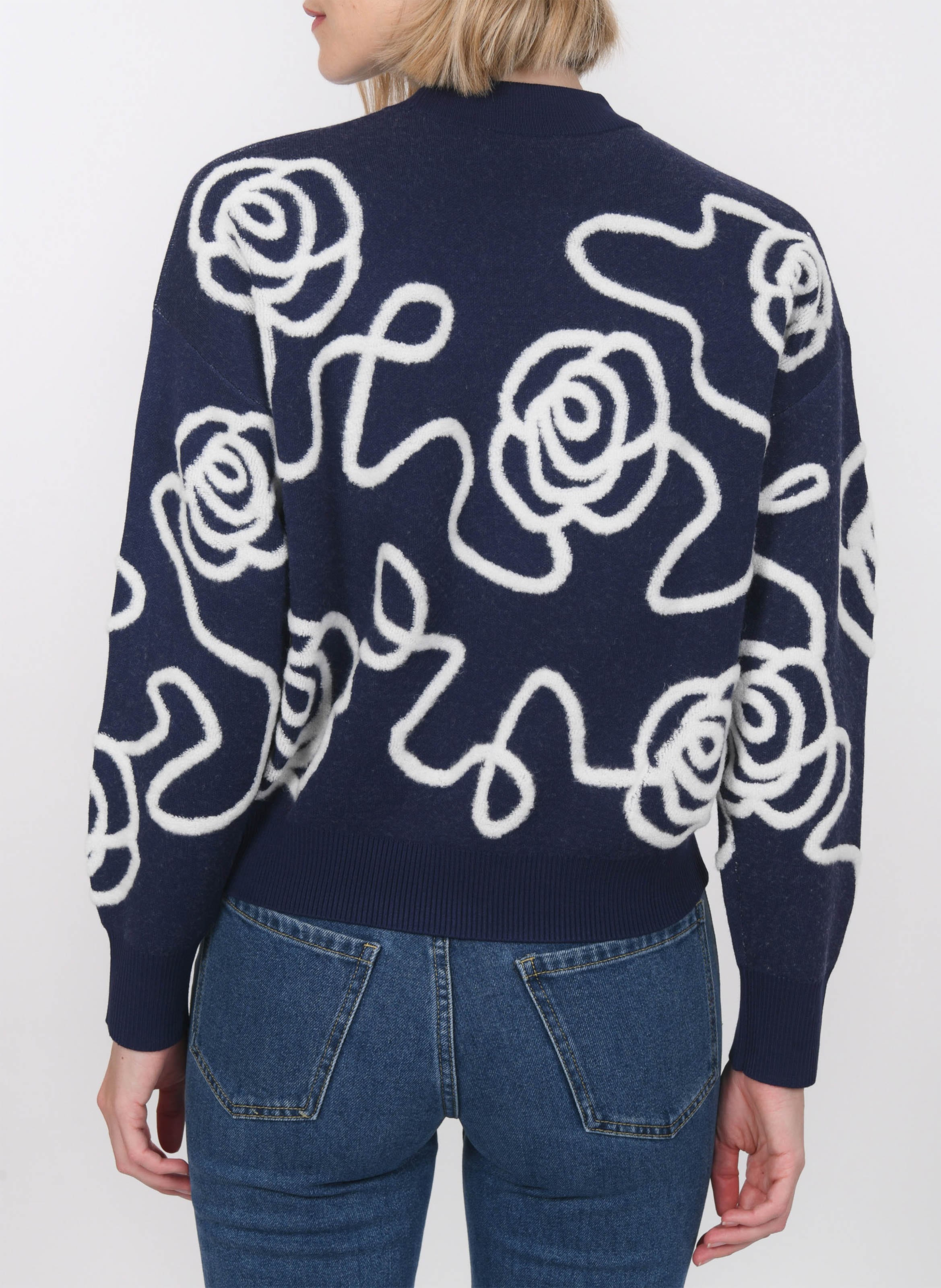 Gerade geschnittener Rundhalspullover aus Strick KOOKAI Blau