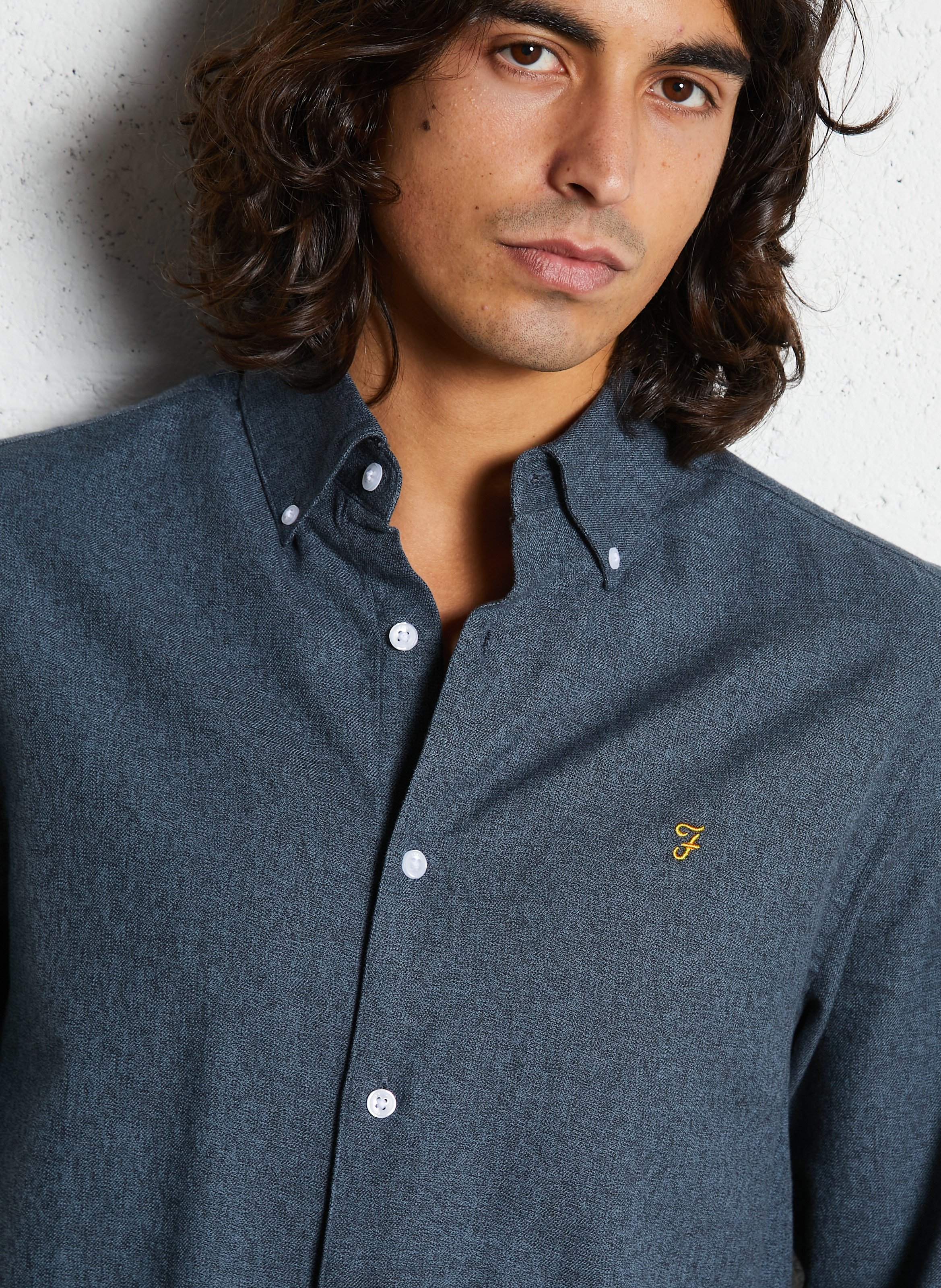 Chemise droite col classique en coton bio FARAH Bleu