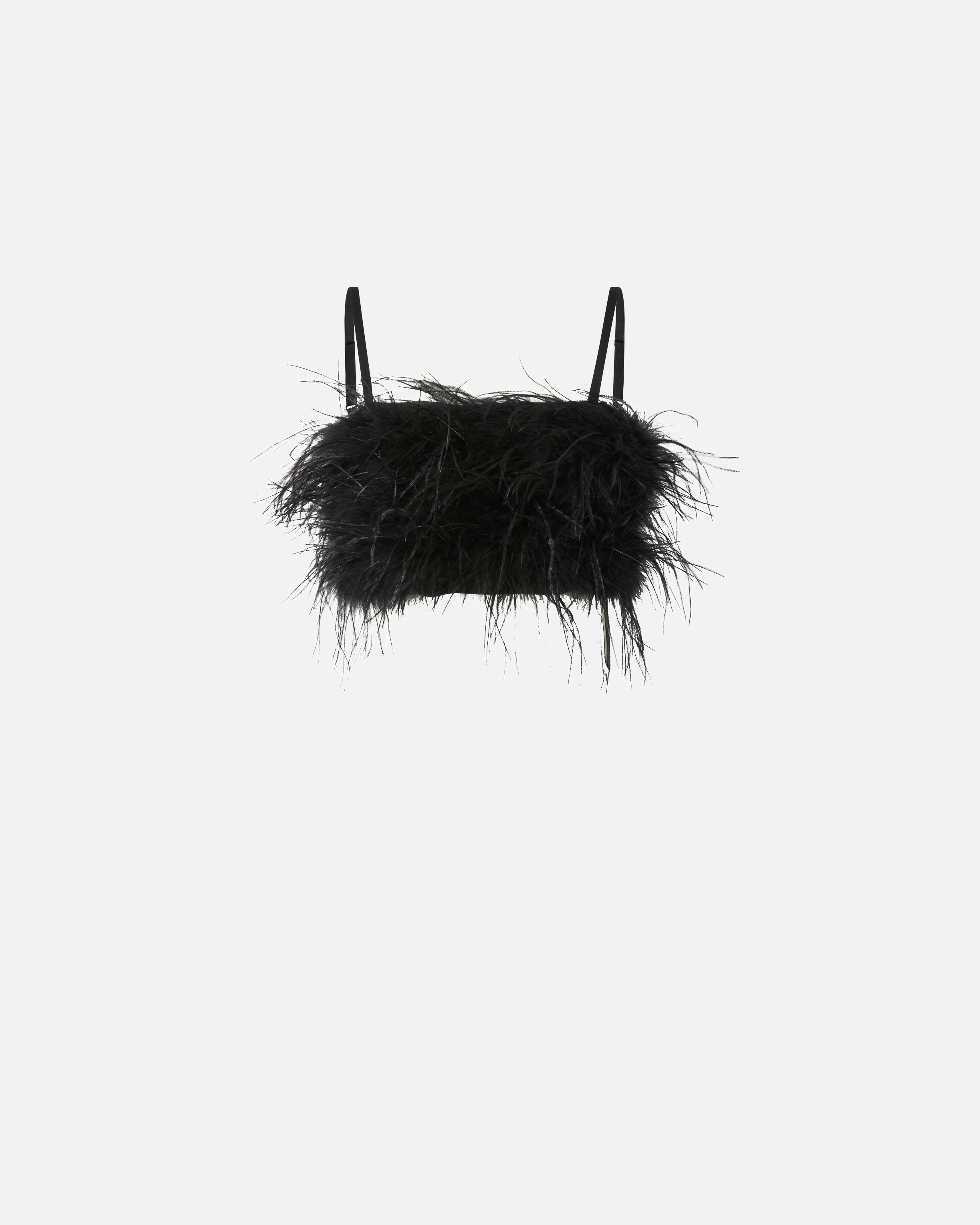 Crop top with feathers PINKO Black