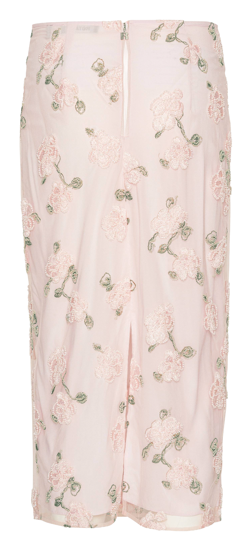 Jupe midi droite à fleurs brodées ROTATE Violet