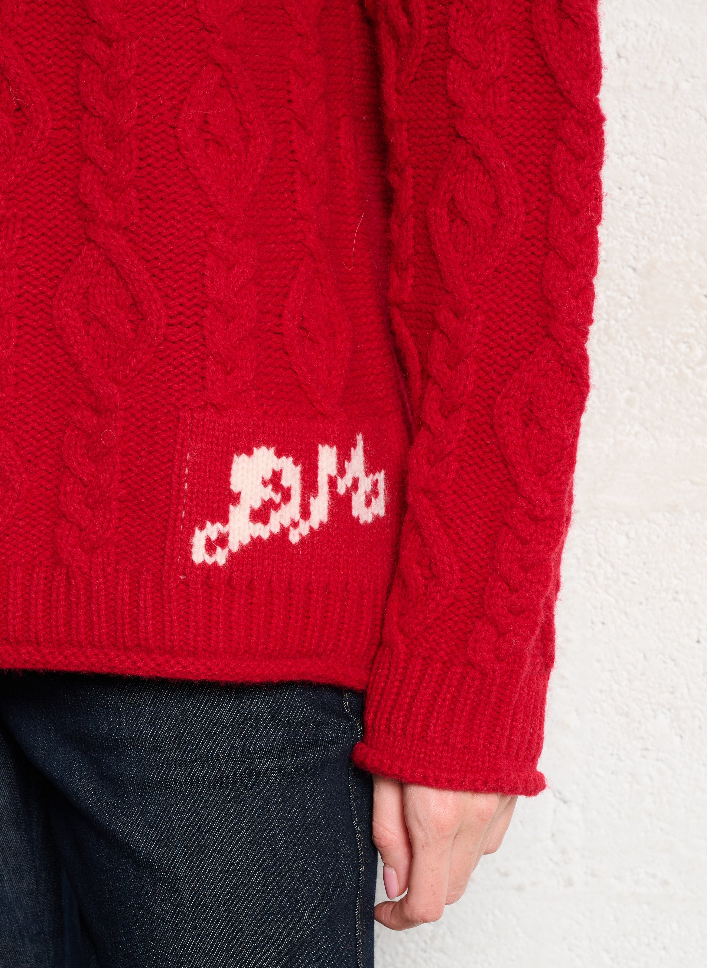 Abidjan wool round-neck sweater DAMSON MADDER Red