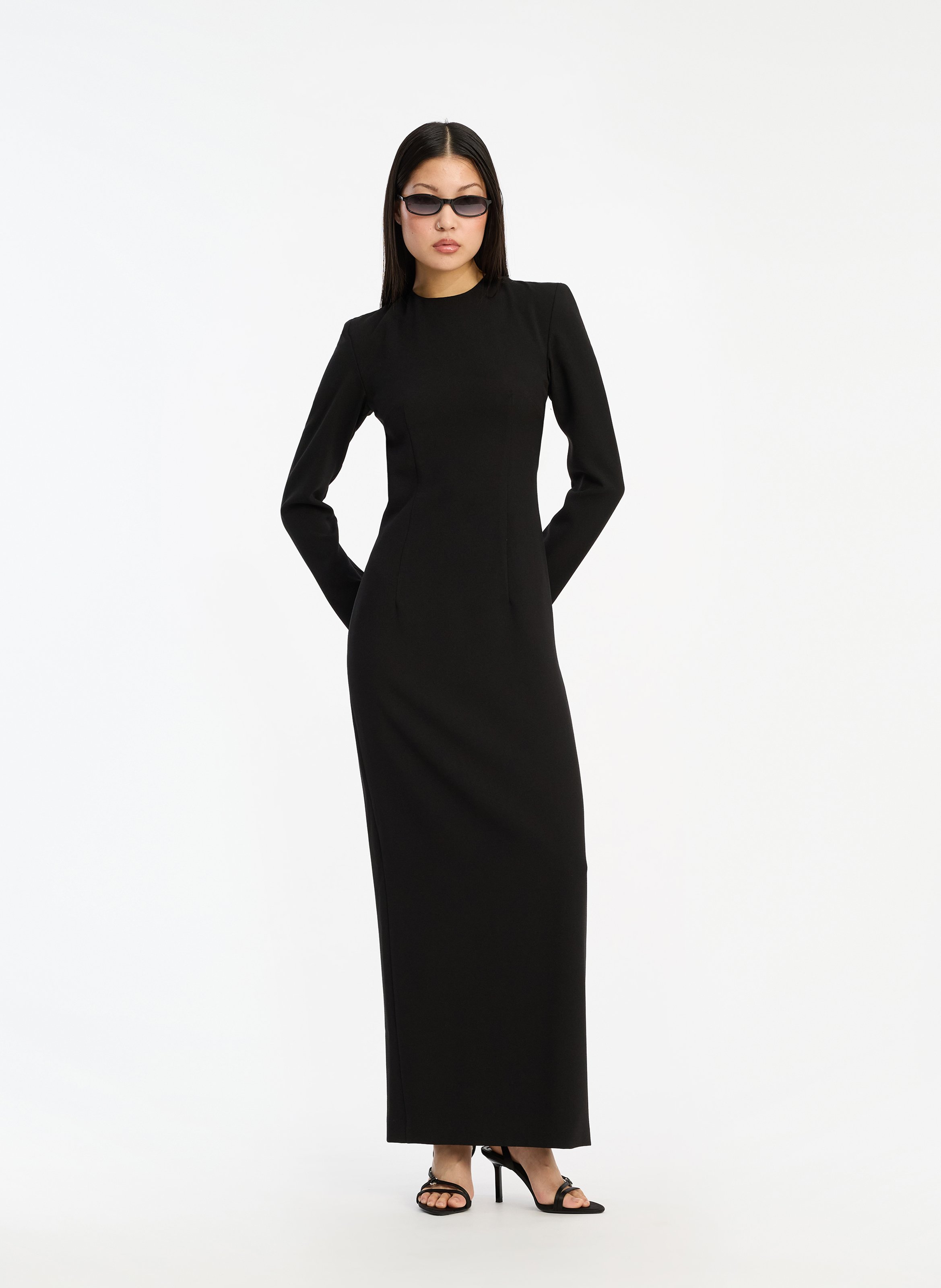 Fitted backless long dress ROTATE Black