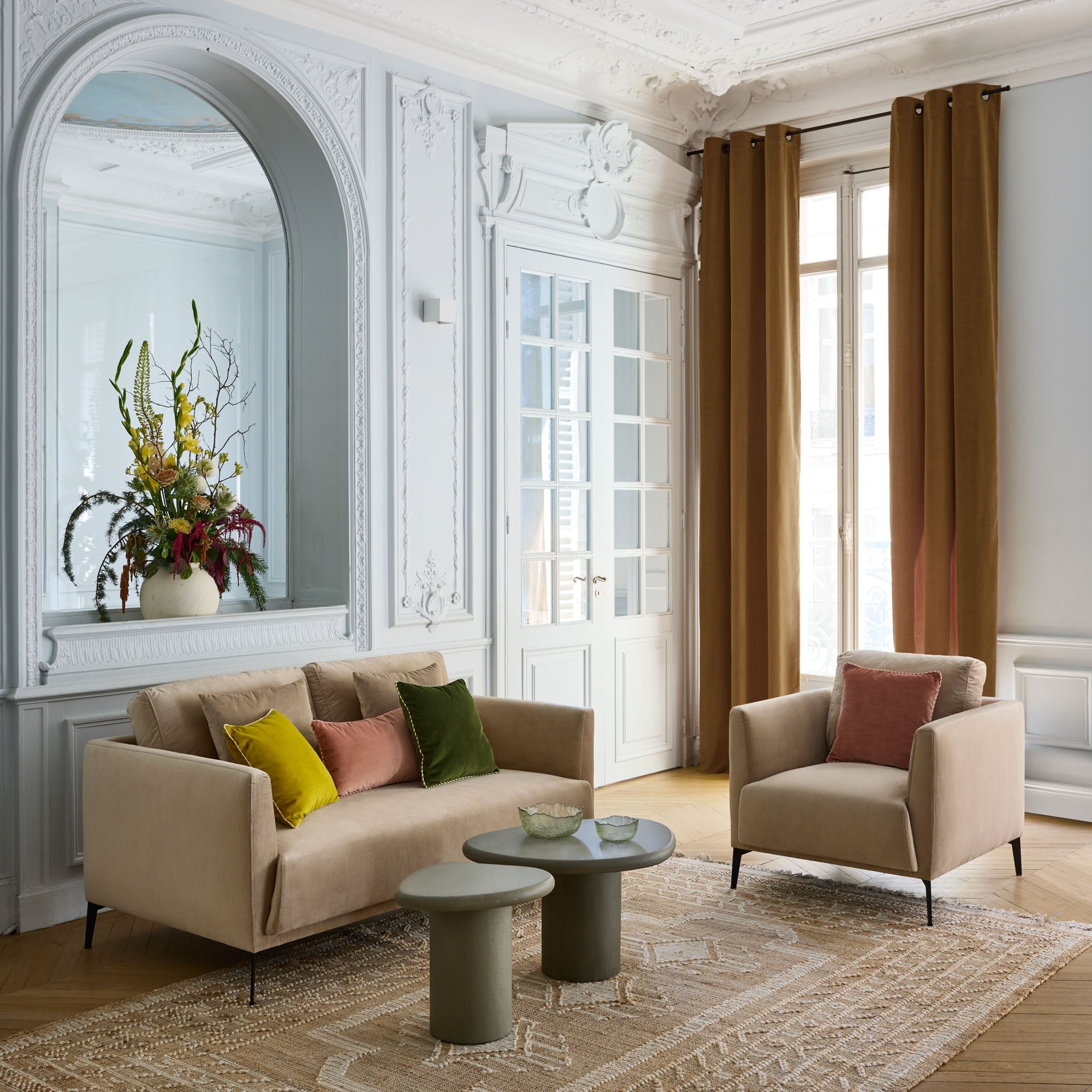 Madura - rideau dalila tamisant en velours fluide et lumineux beige 137x280 cm MADURA