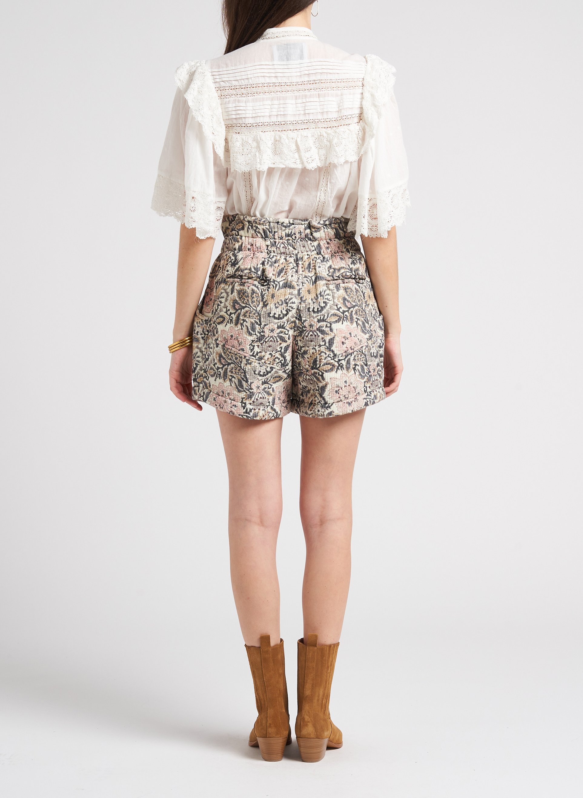 Short matelassé imprimé en coton  LAURENCE BRAS Beige