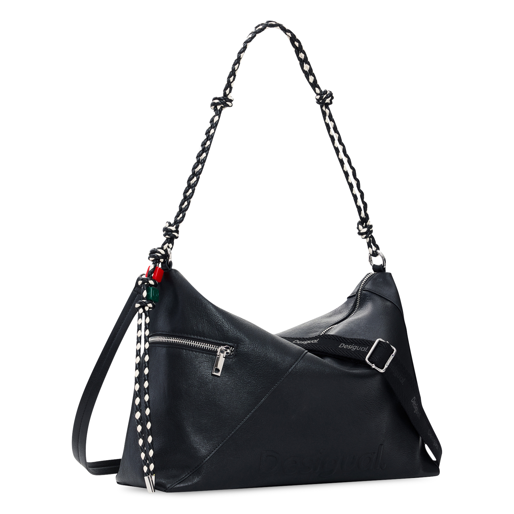 Grote tas met ritssluiting en logo bedel DESIGUAL Zwart