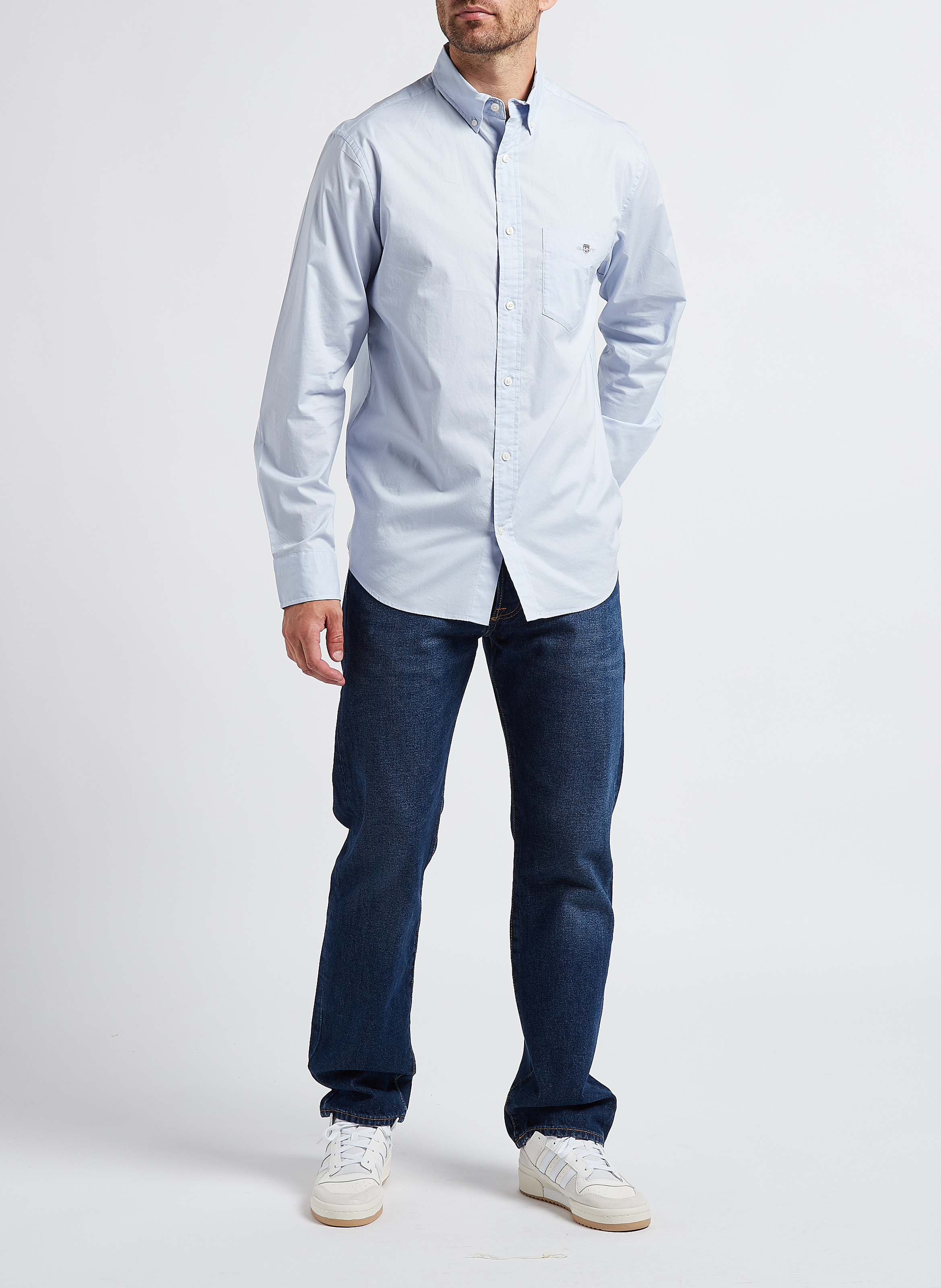 Straight-cut recycled cotton shirt with classic collar GANT Blue