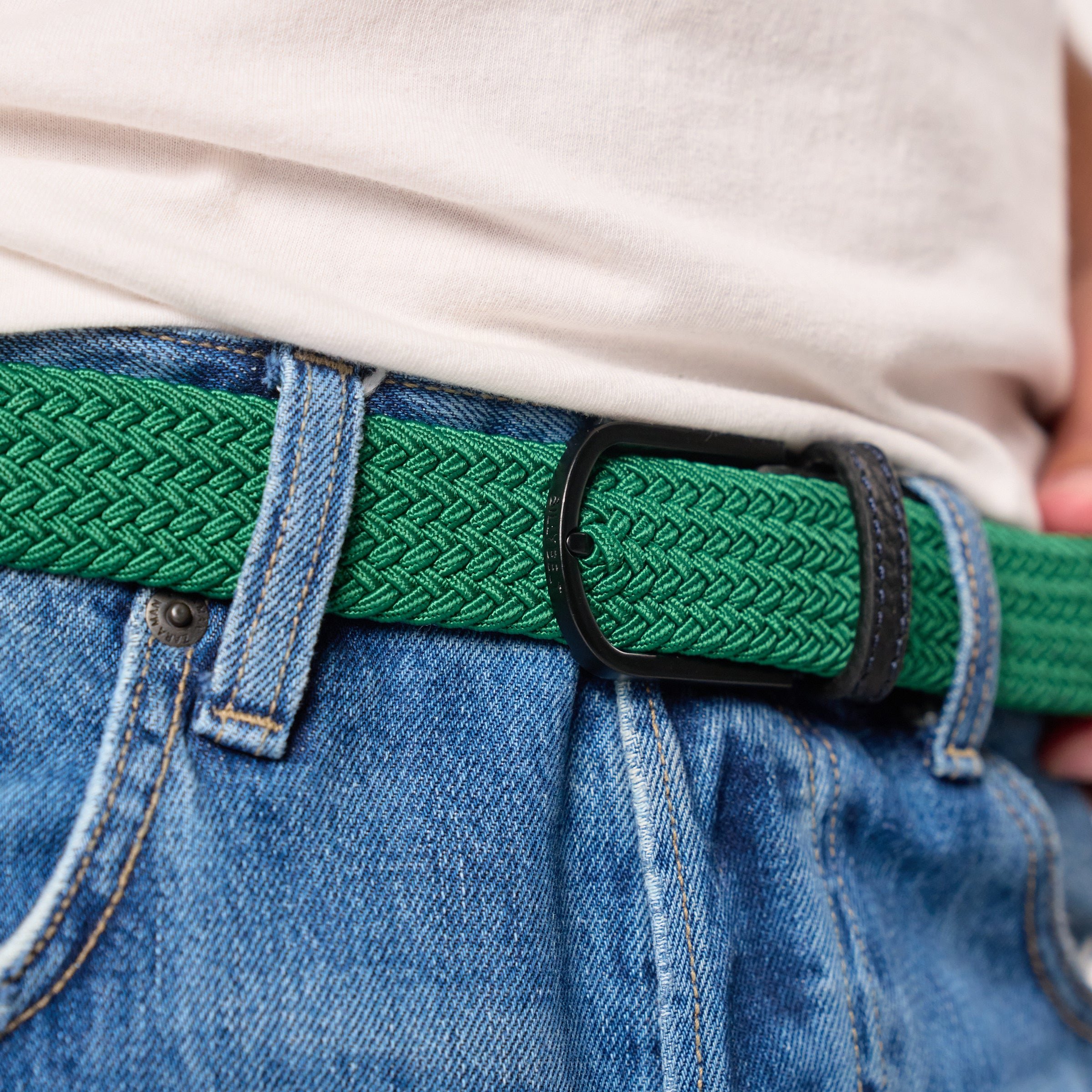 Solid Elastic Braided Belt BILLYBELT Green