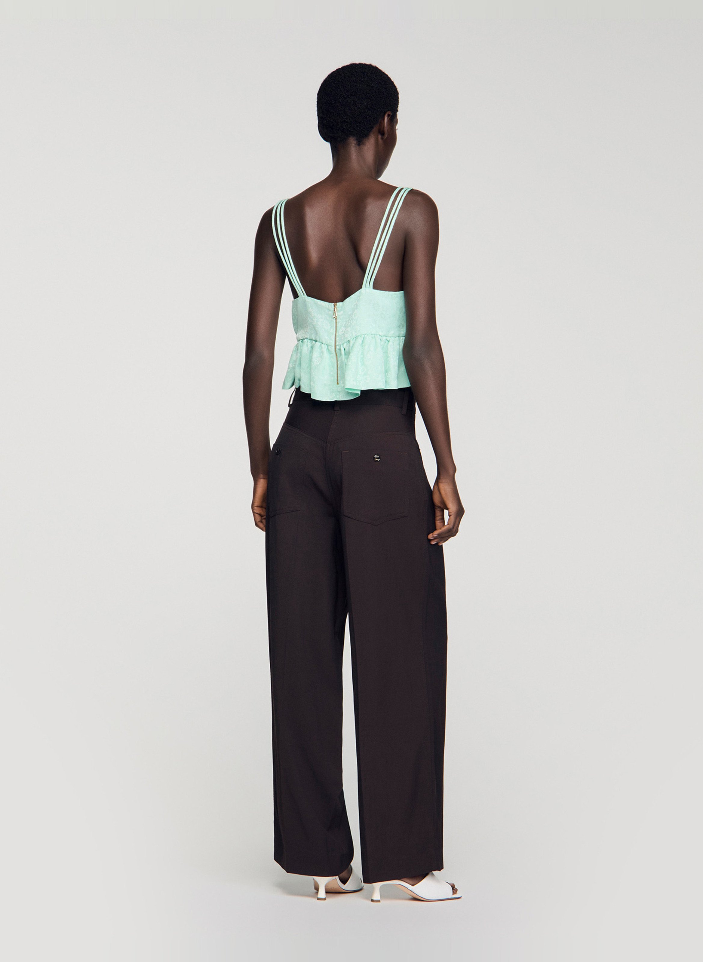 Short jacquard top SANDRO Green