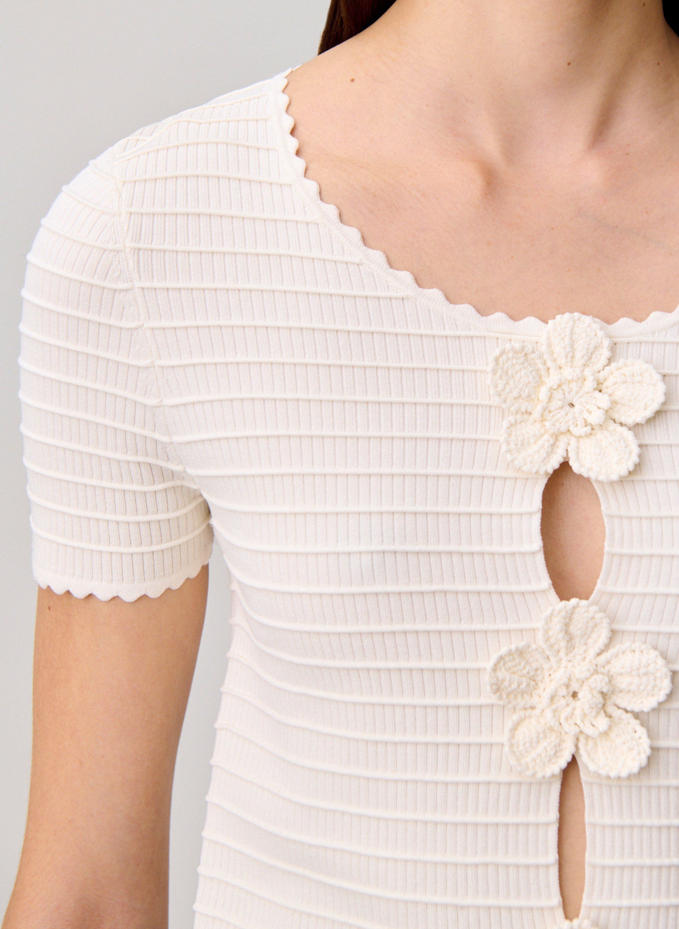 Straight round-neck knit sweater CLAUDIE PIERLOT Beige