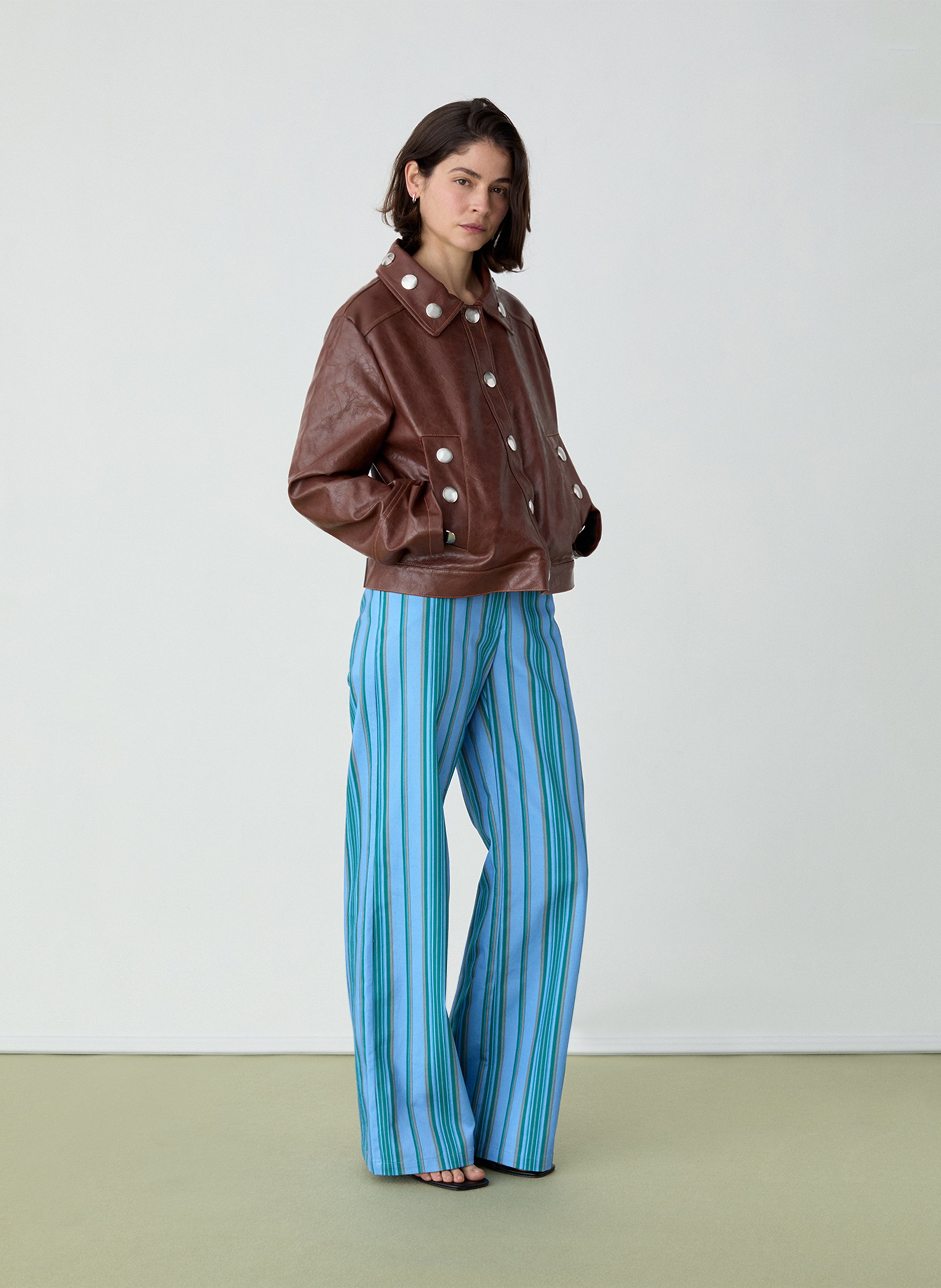 Straight striped cotton pants LAAGAM Blue