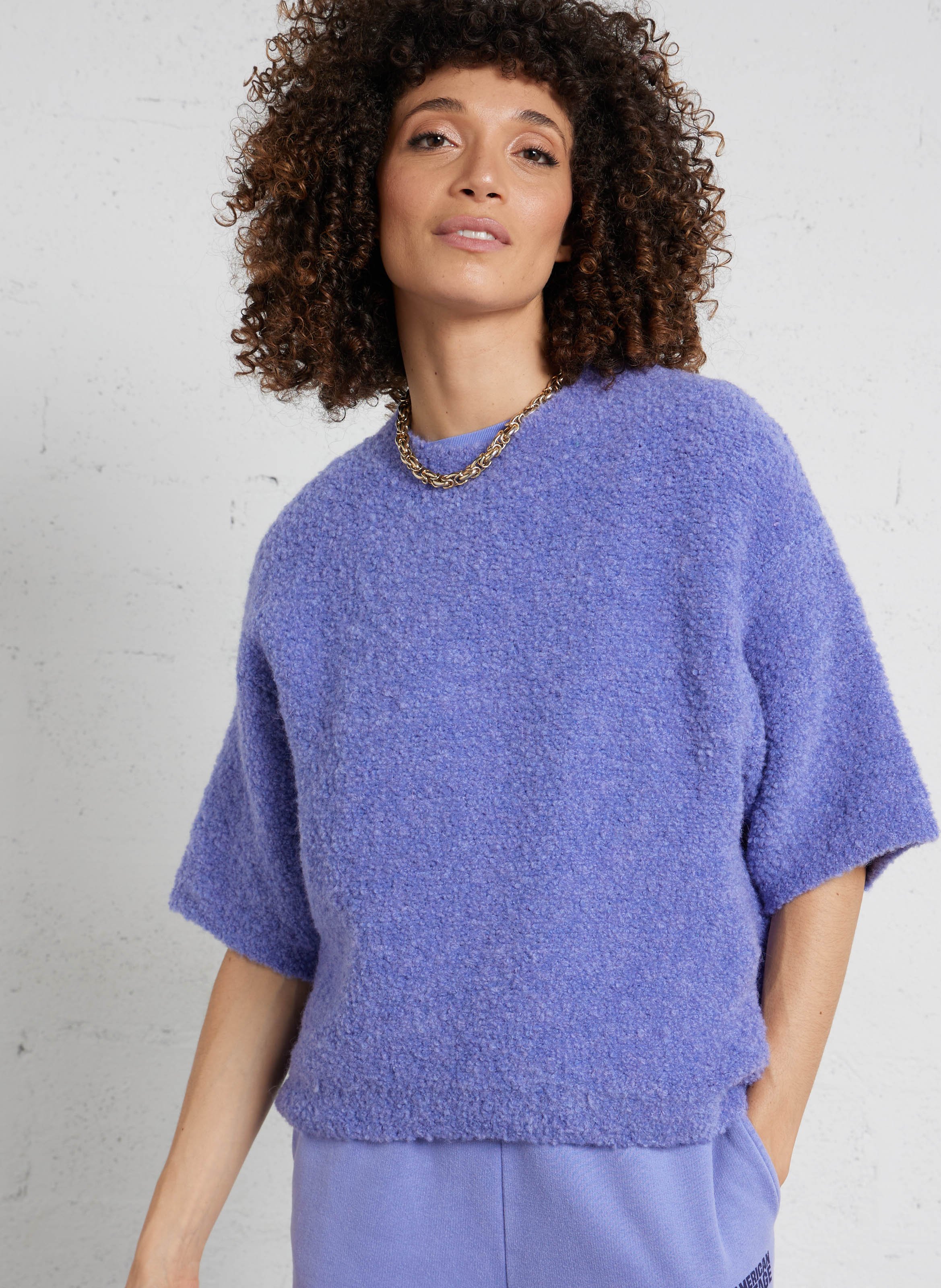 Oversized round-neck wool-blend sweater AMERICAN VINTAGE Blue