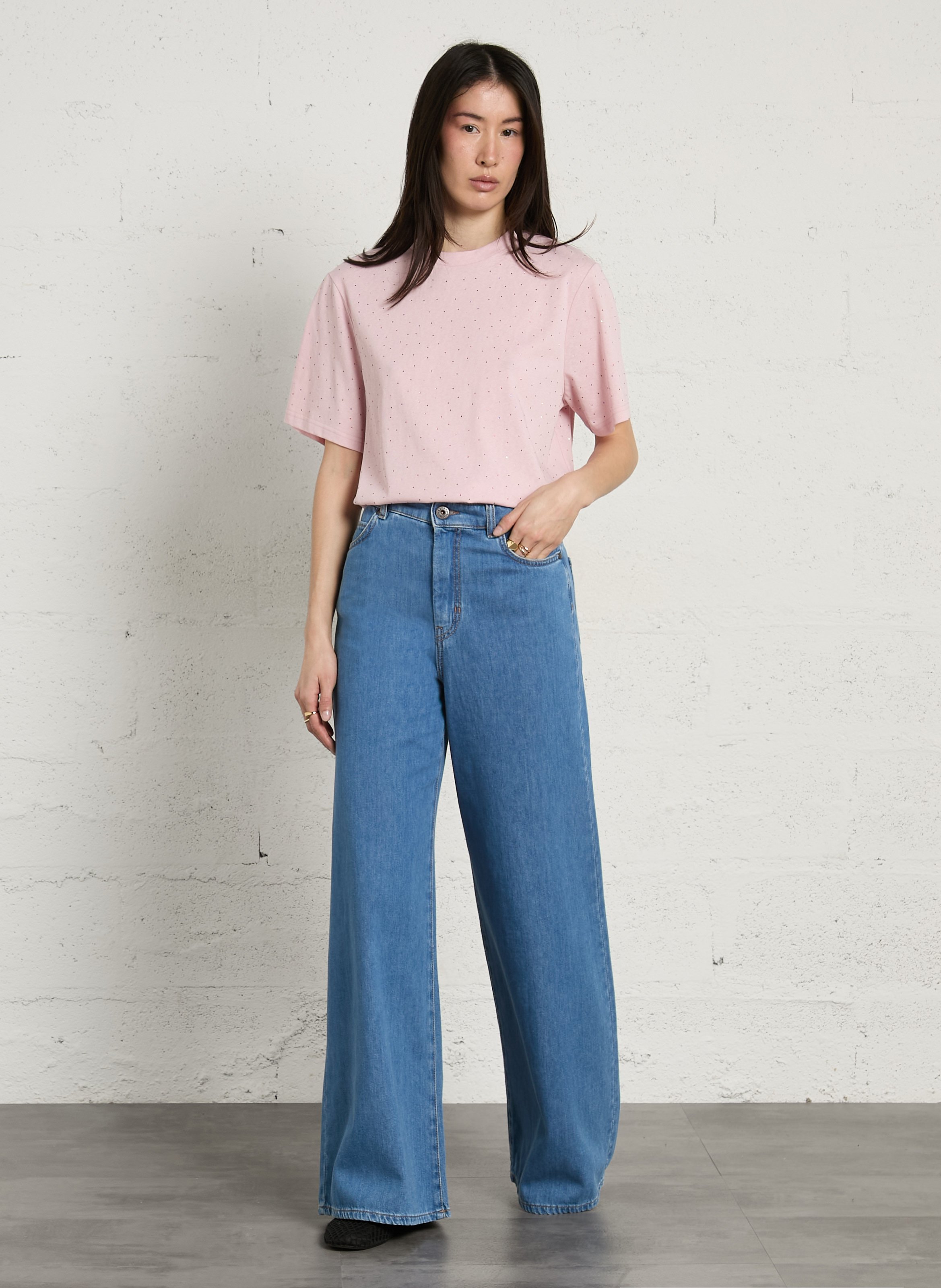 T-shirt met ronde hals en strass BERENICE Roze