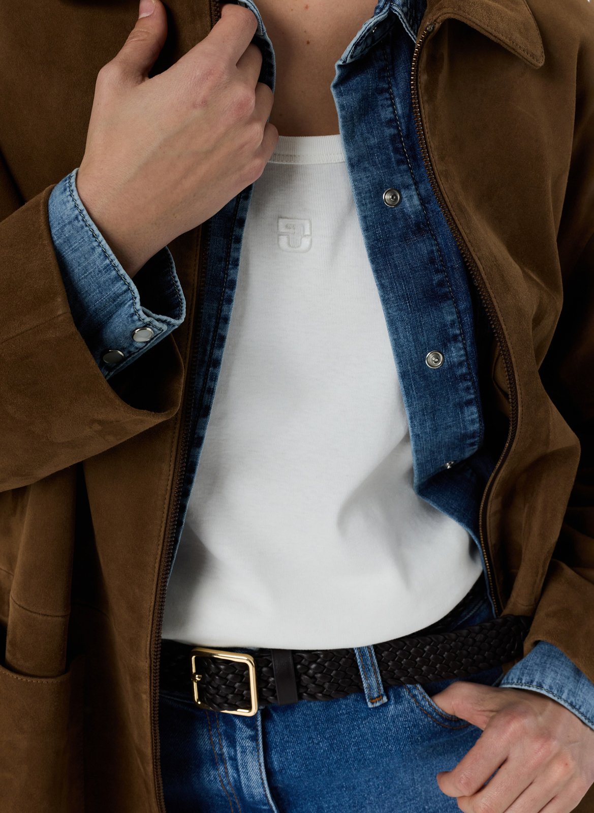 Long leather jacket GERARD DAREL Brown