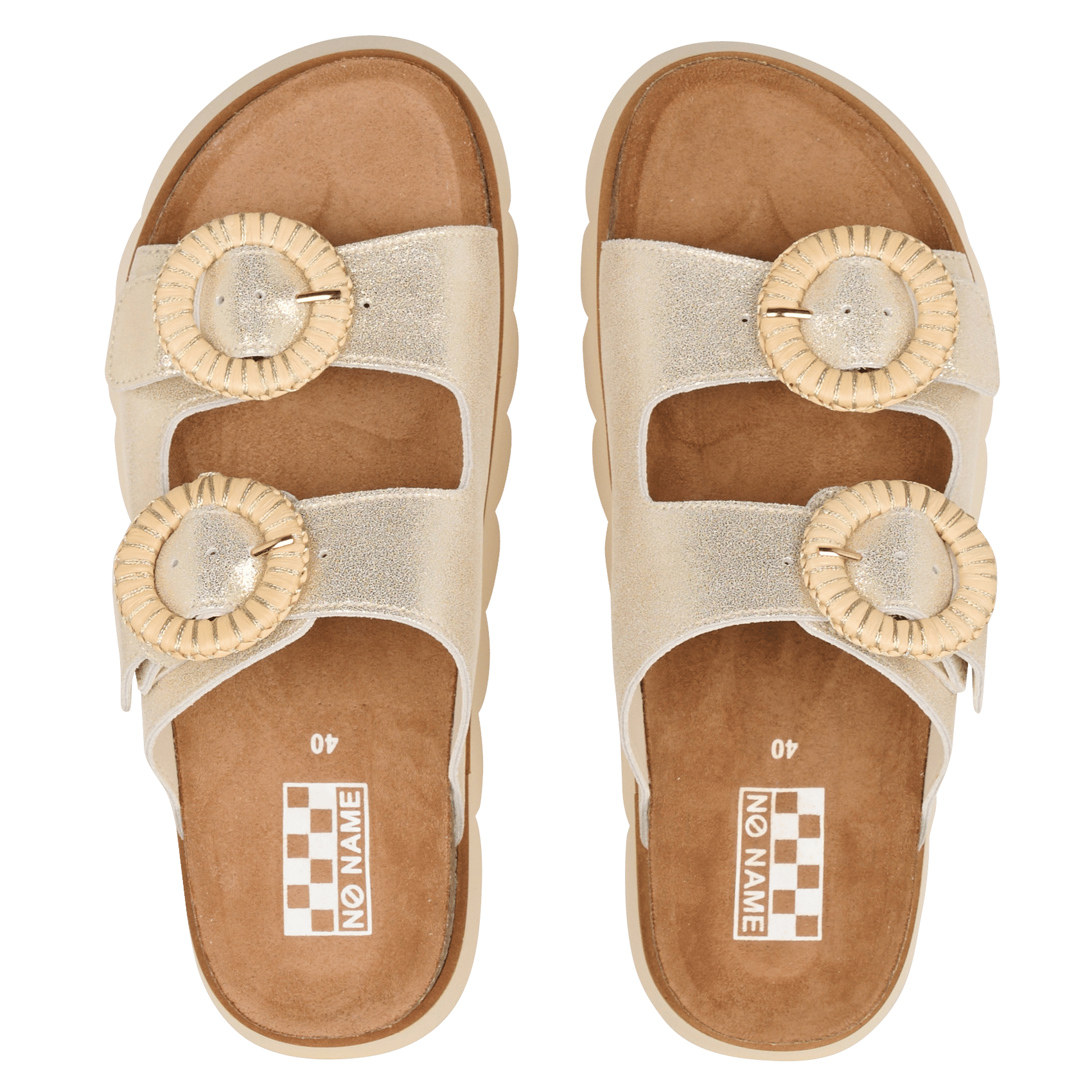 Sandales plates en cuir NO NAME Doré