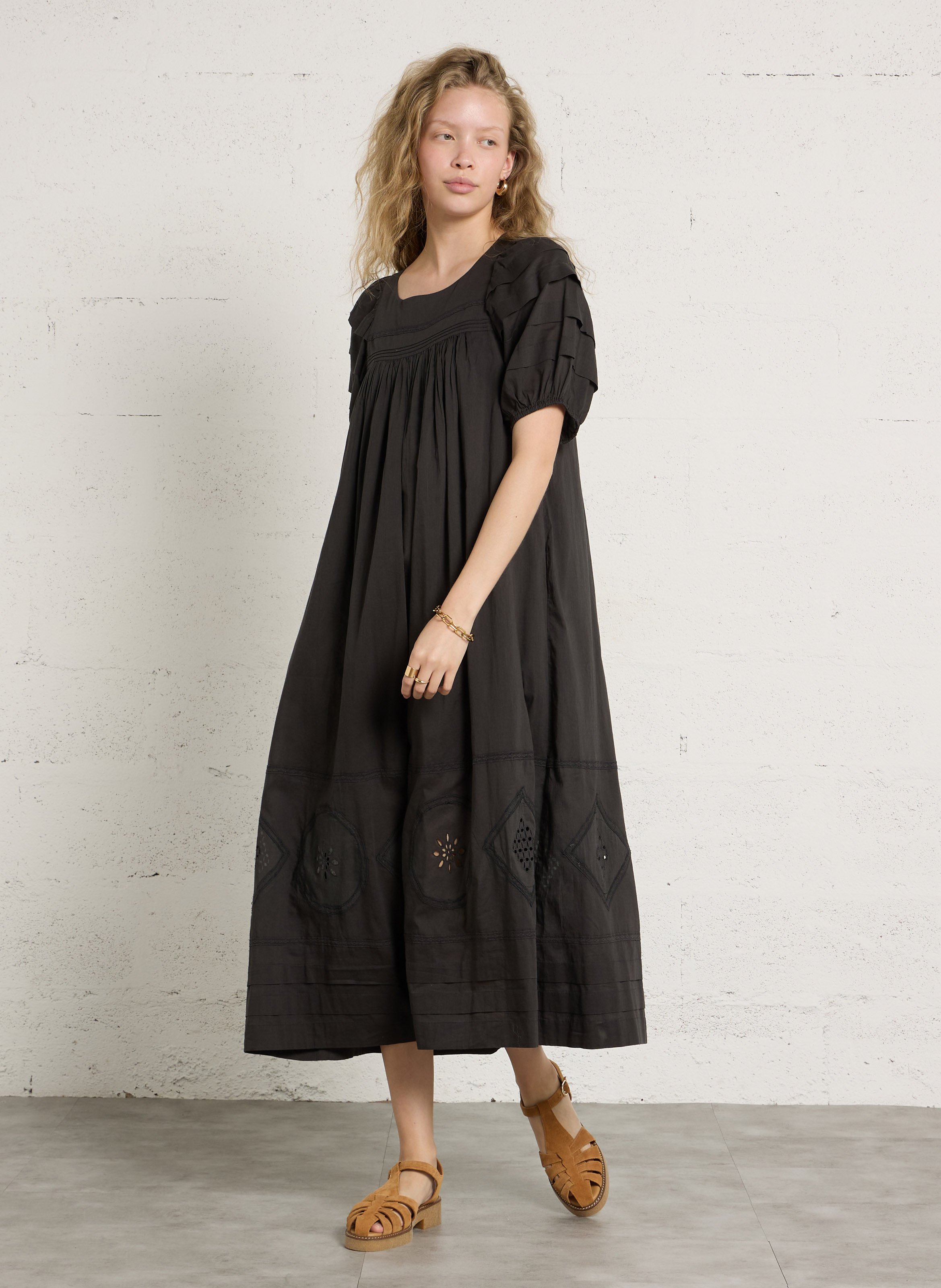 Long loose-fit organic cotton dress LEON & HARPER Grey