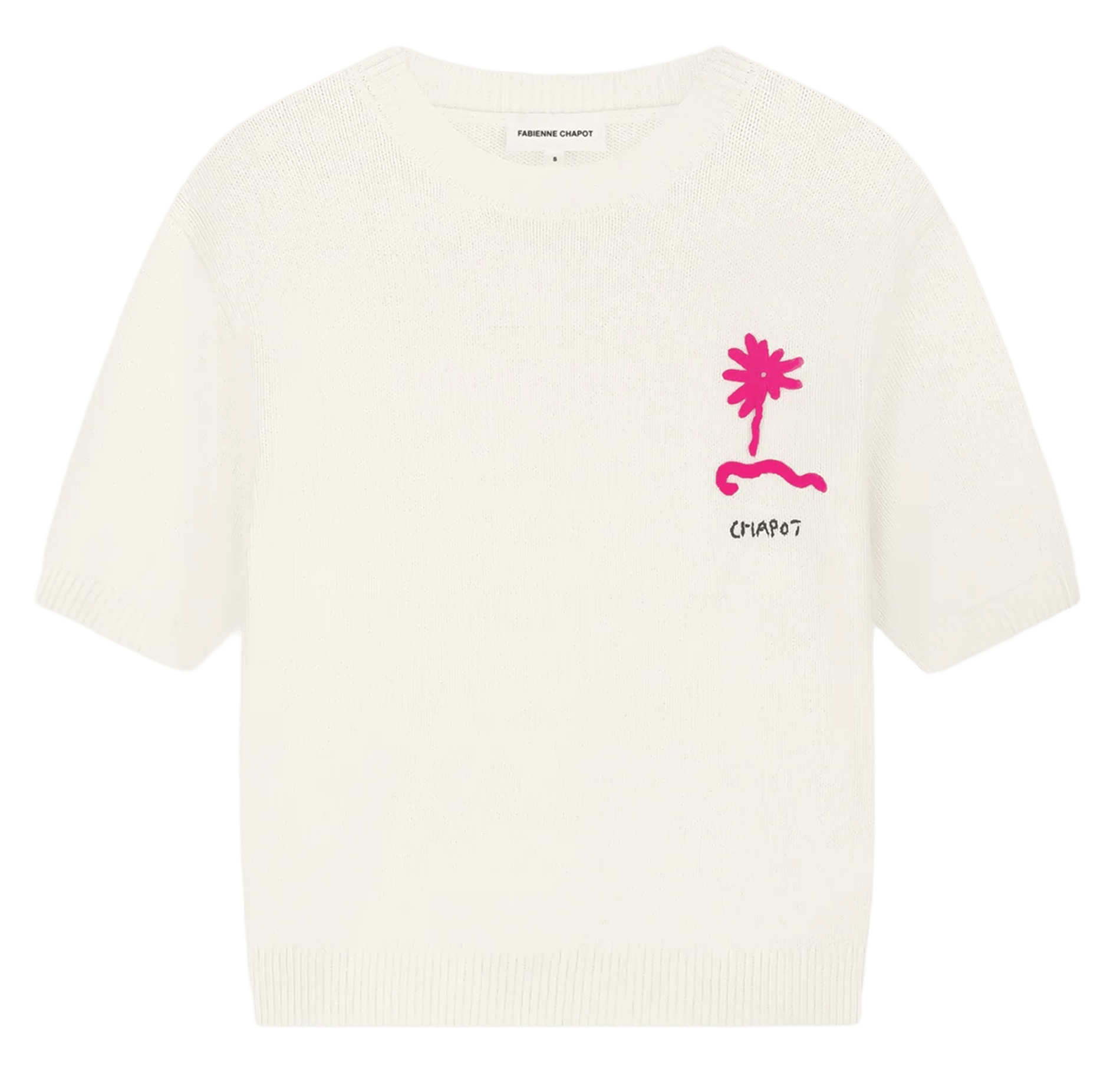 Rechte ronde hals trui van biologisch katoenmix FABIENNE CHAPOT Wit