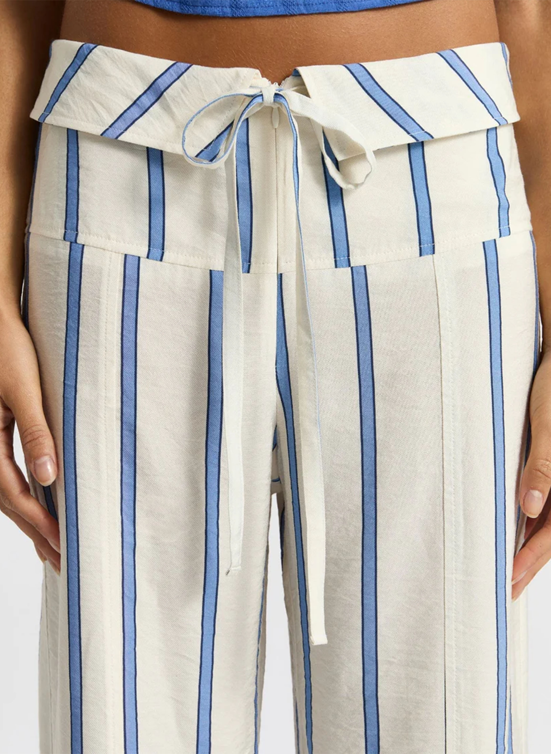 Straight striped cotton pants LAAGAM White