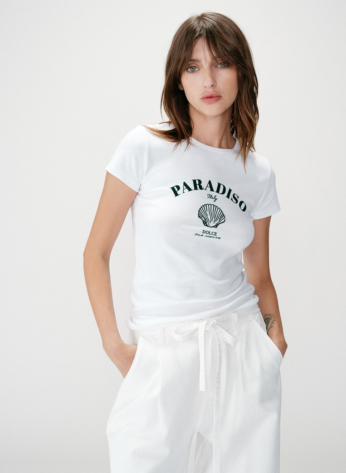 Tee-shirt col rond en coton mélangé GRACE ET MILA Vert