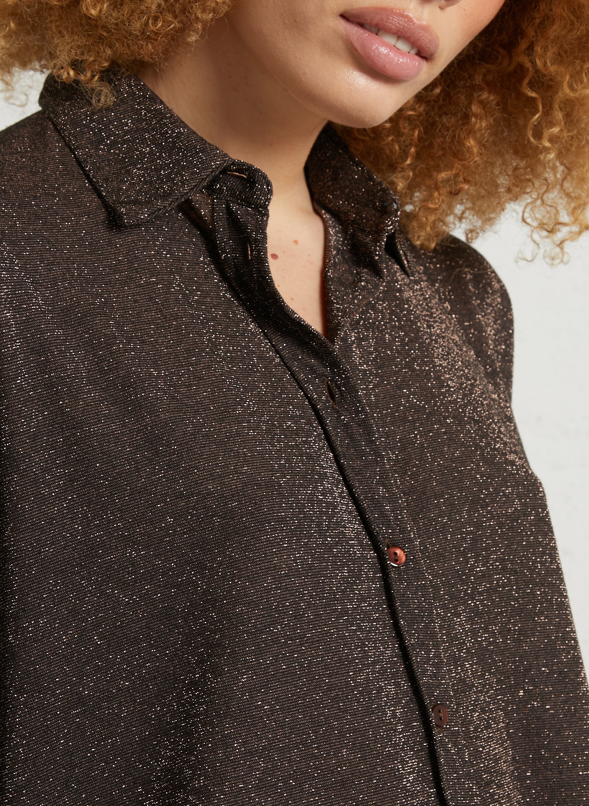 Oversized shirt with classic sequined collar MOMONI Plums