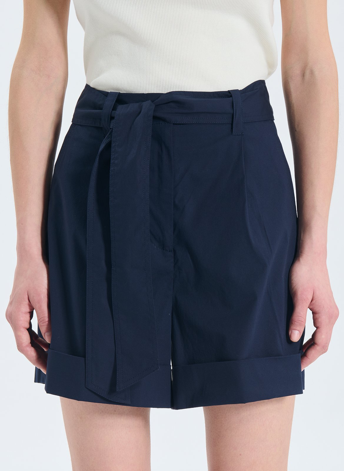 Wide-leg cotton-blend shorts ZAPA Blue