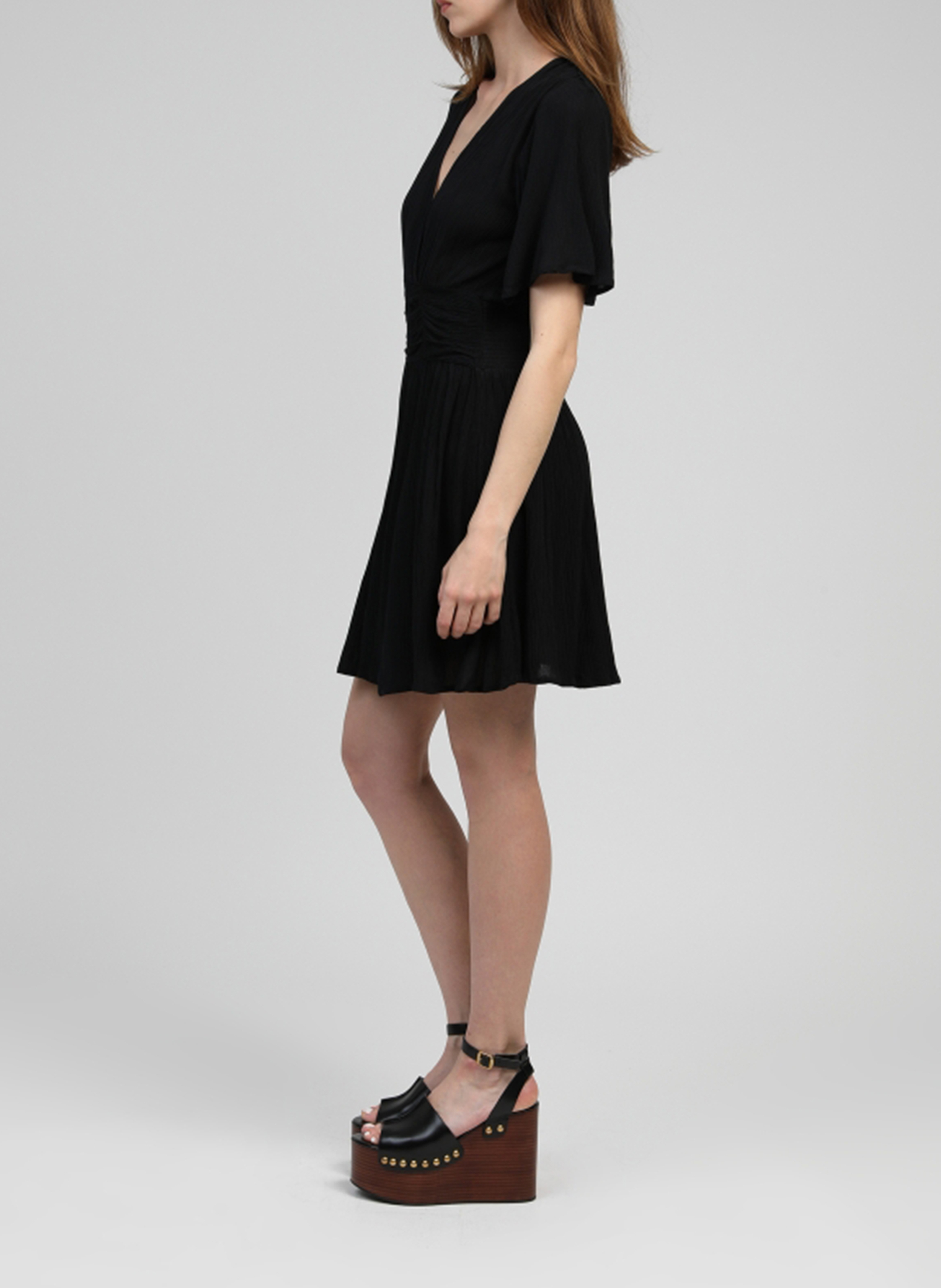 Kurzkleid aus Viskose-Mix AN'GE Schwarz