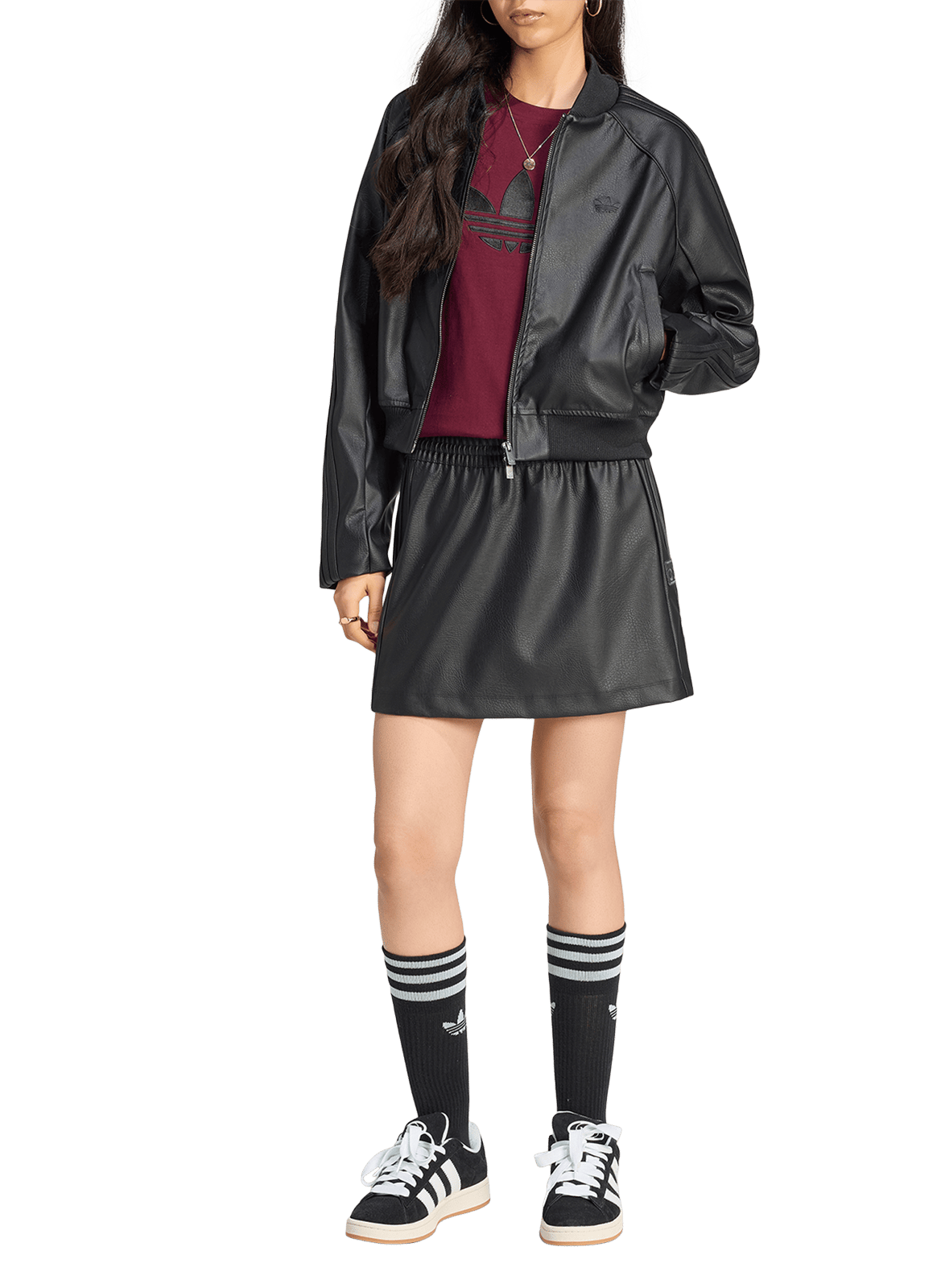 Einfarbige Jacke mit Reißverschluss ADIDAS Schwarz