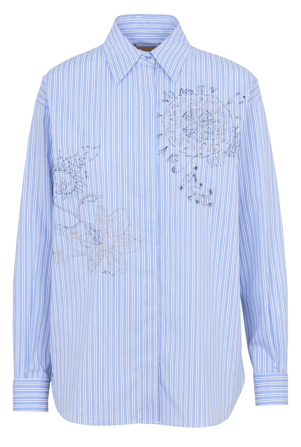 Straight Striped Shirt with Embroidery MOMONI White