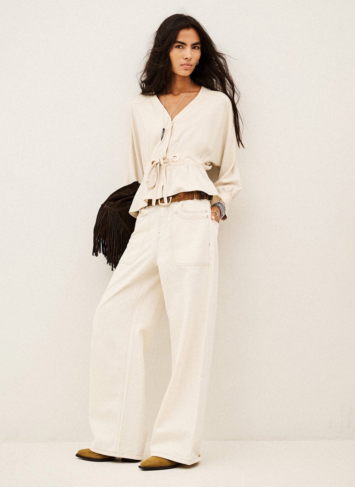 Gilet manches longues à liens BA&SH Beige