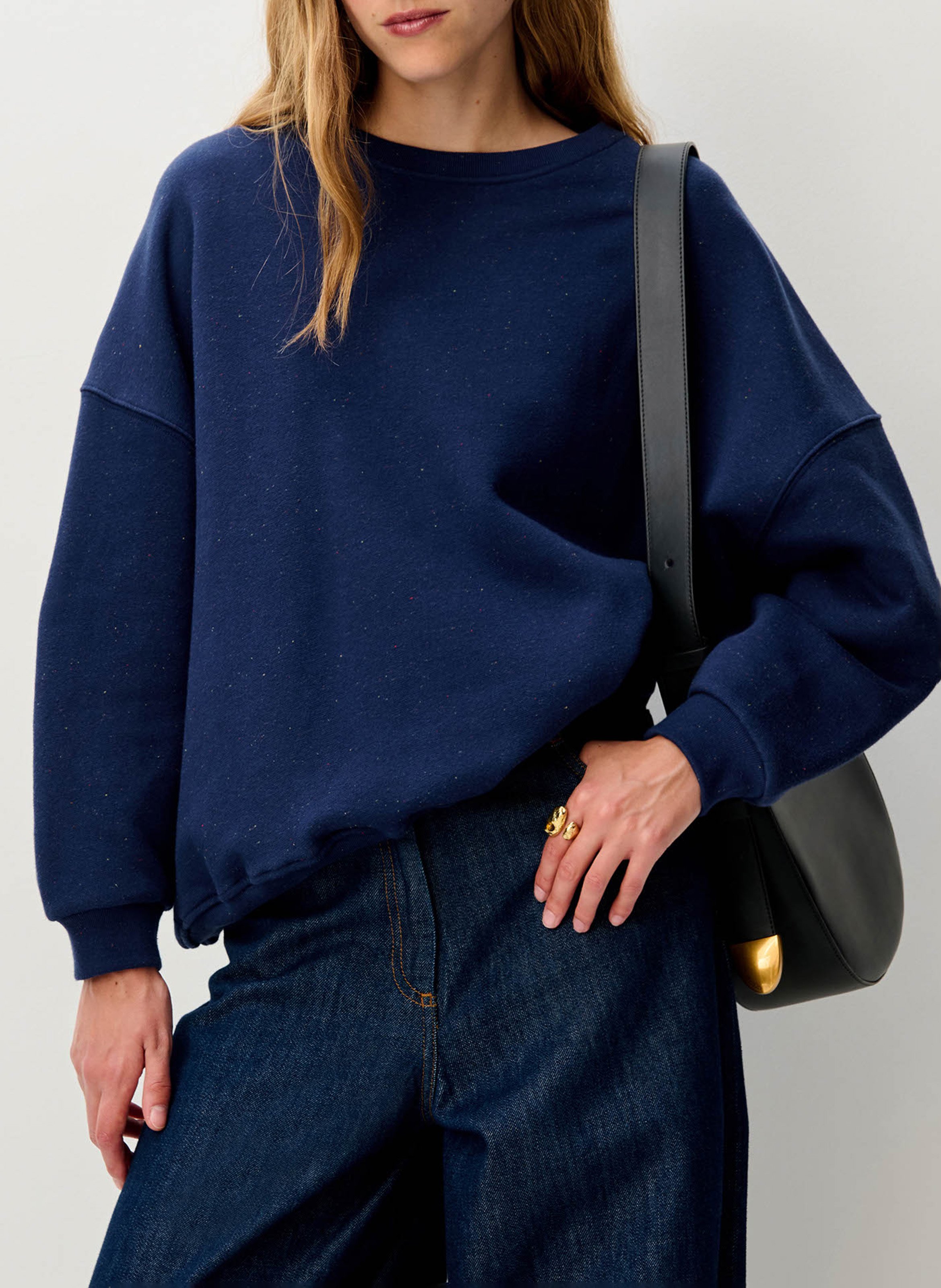 Sweat col rond oversize en coton mélangé SESSUN Bleu