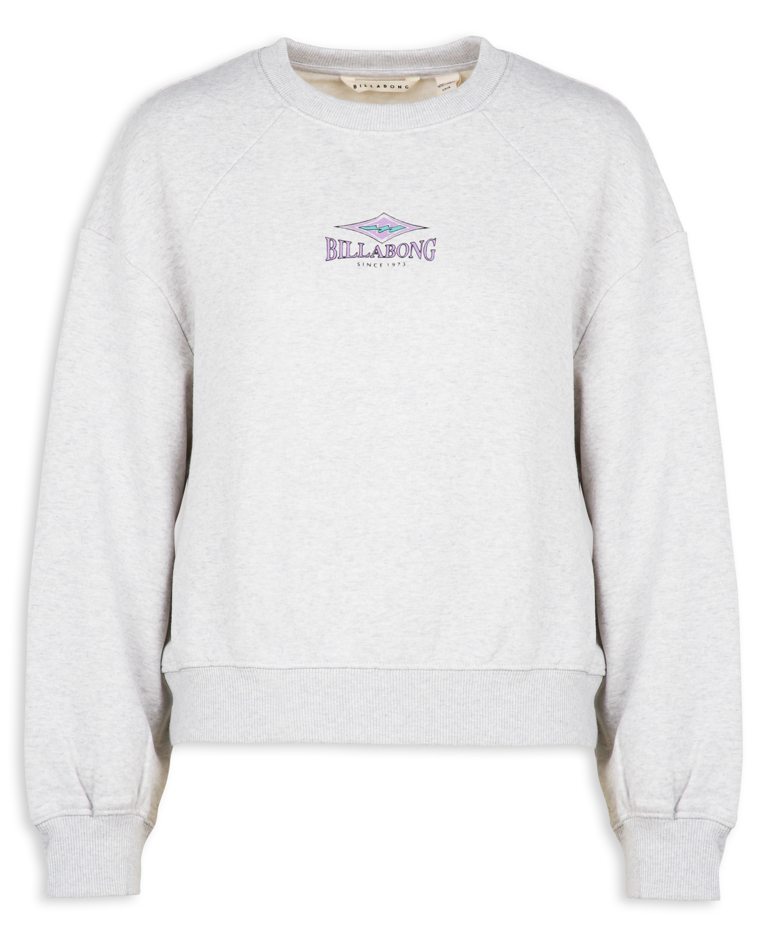 Loose-fit round-neck cotton sweatshirt with screen print BILLABONG Grey