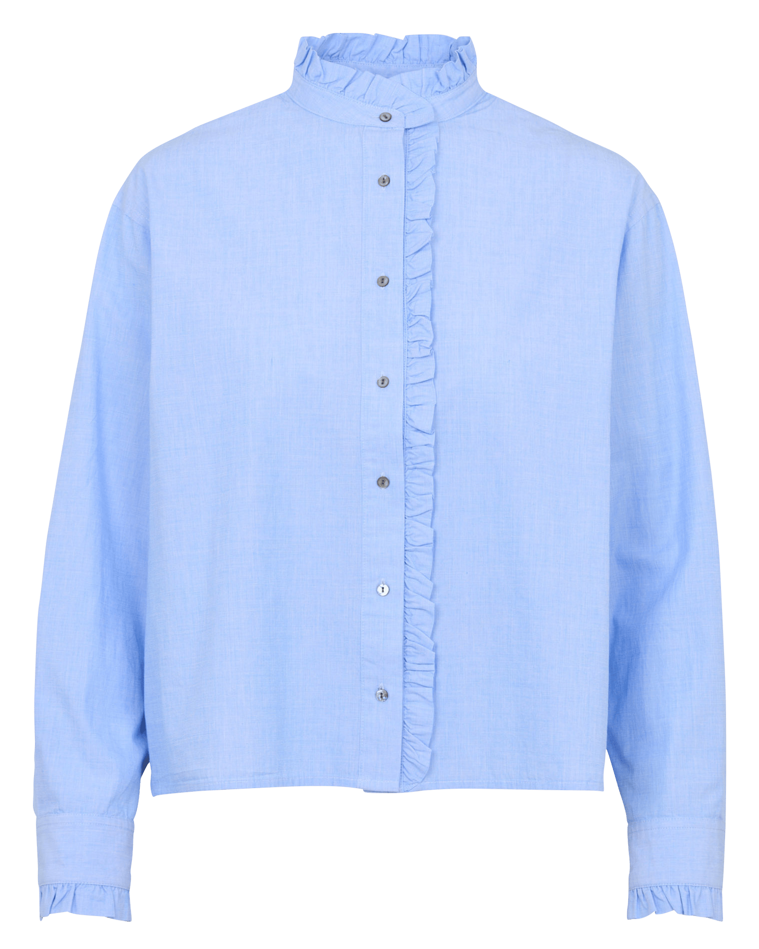 Chemise col à volant en coton BELLA JONES Bleu