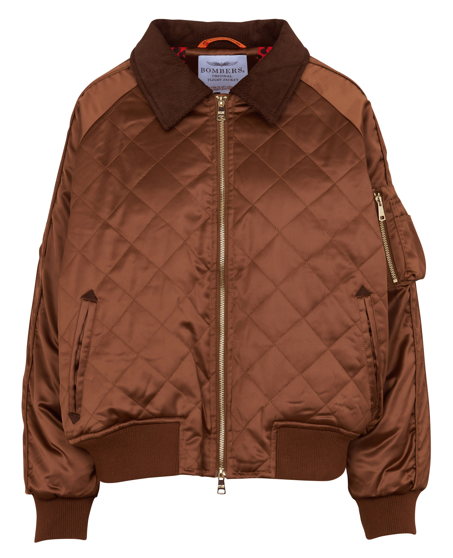 Quilted aviator straight jacket BOMBERS ORIGINAL Brown