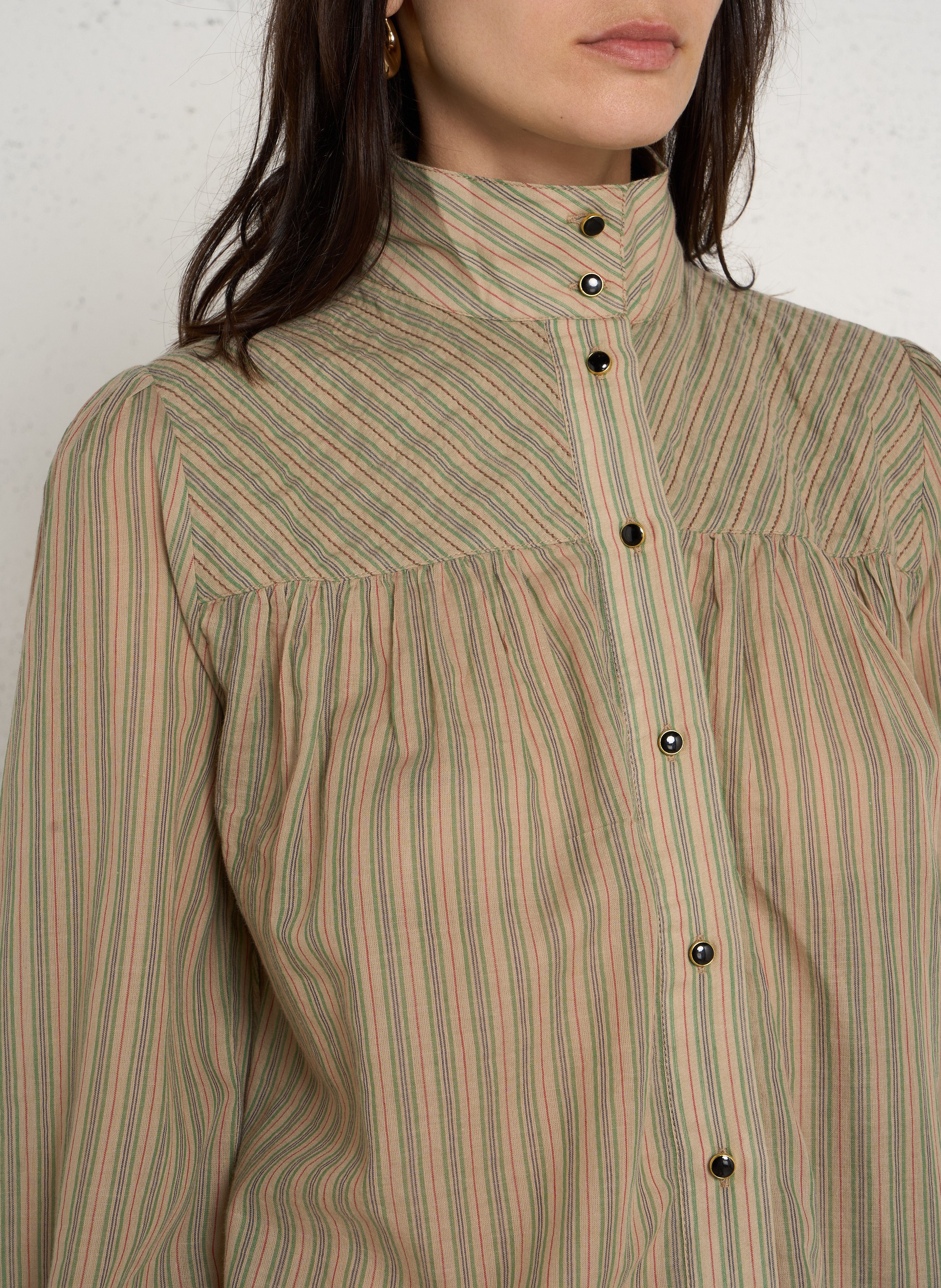 Gestreepte biologisch katoenen blouse LEON & HARPER Groen