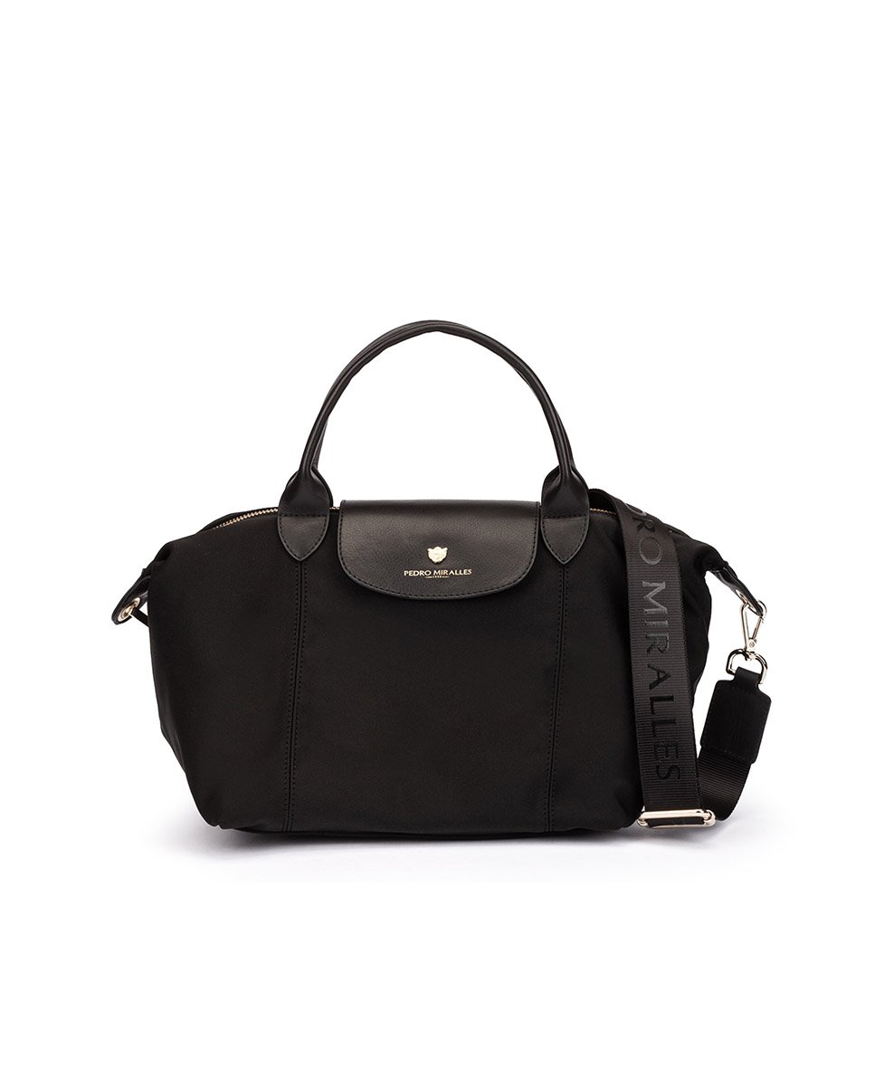 Leather and fabric crossbody bag PEDRO MIRALLES Black