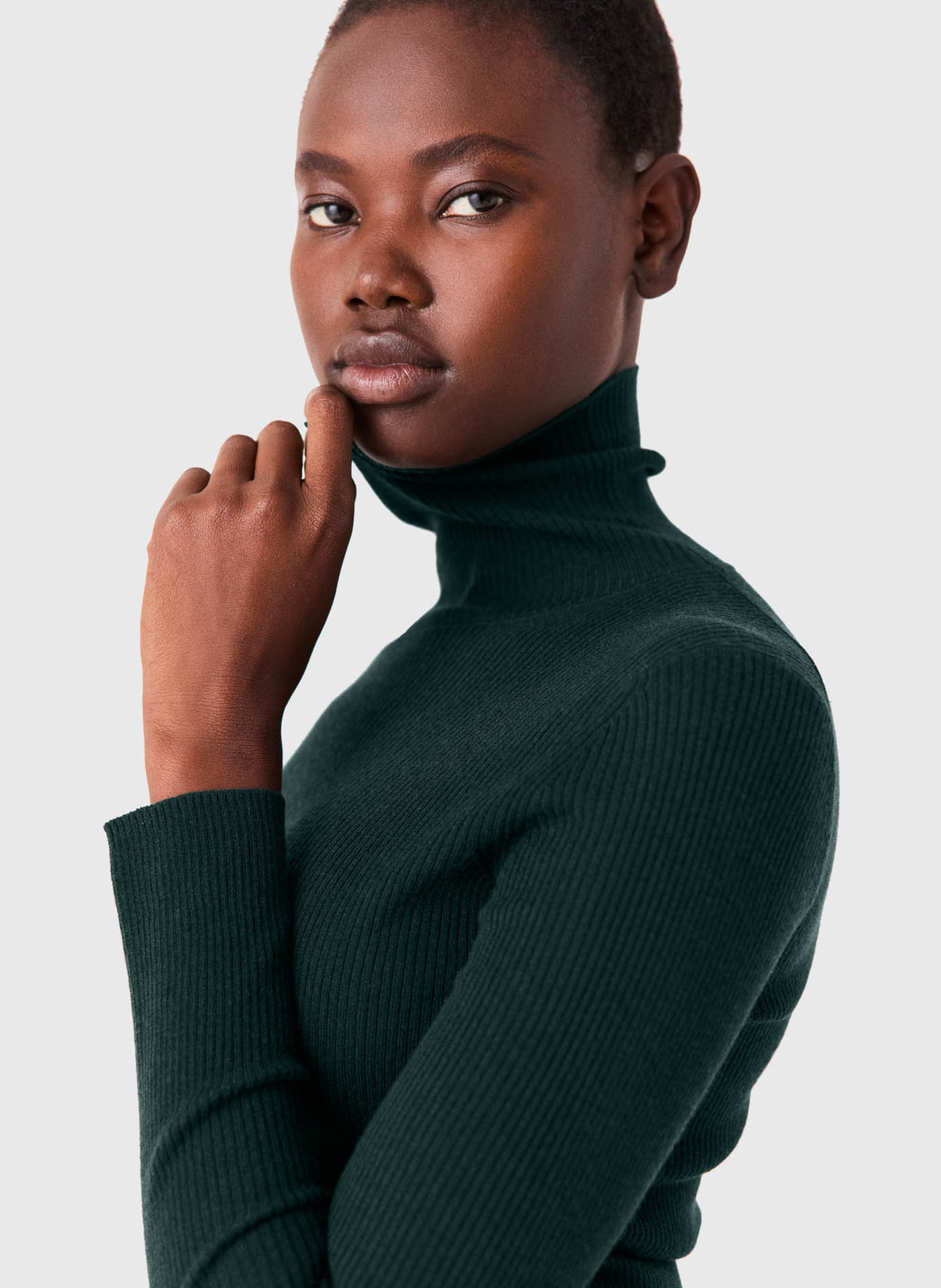 Fitted wool and silk sweater MAJE Green