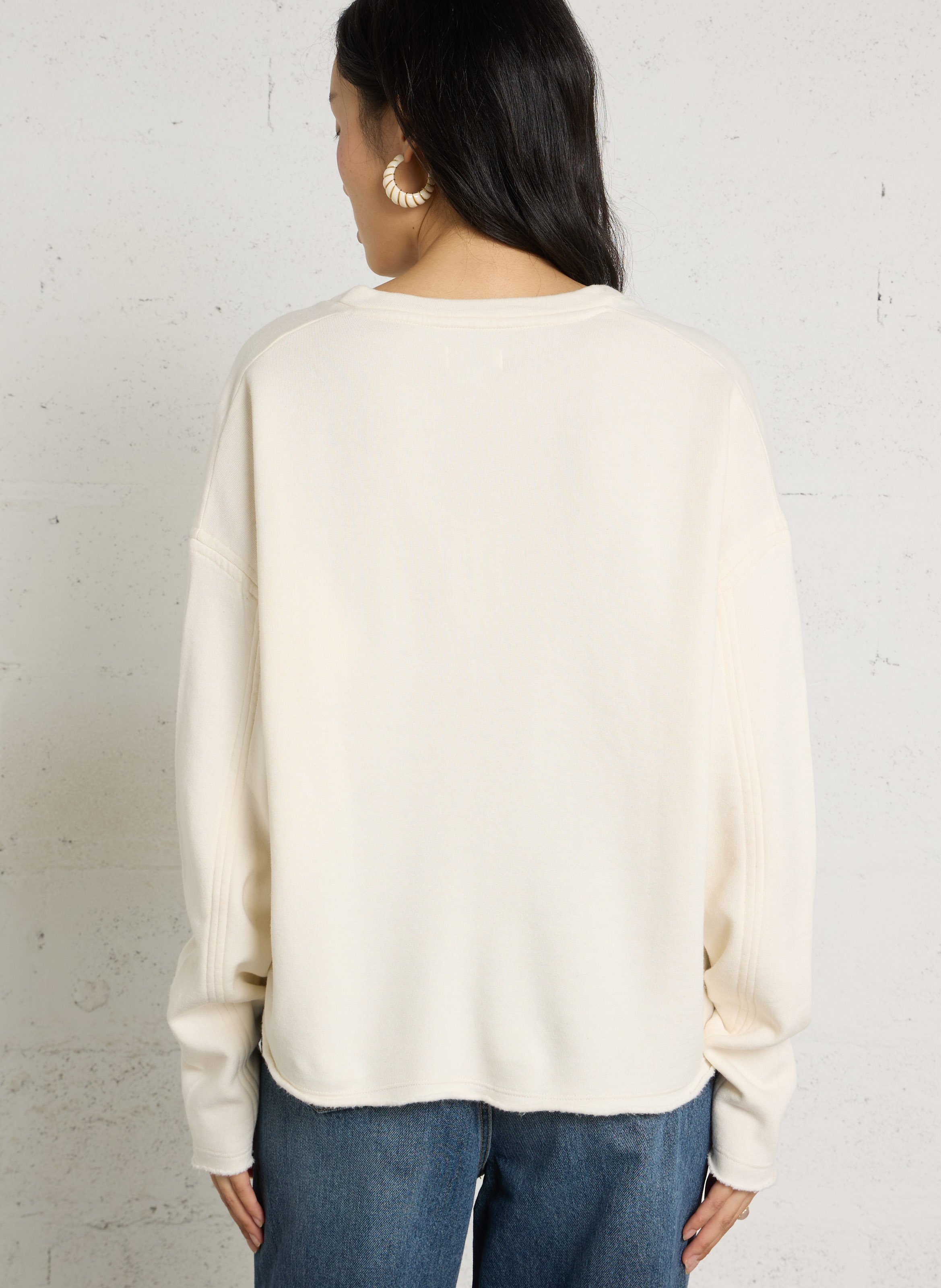 Rechte sweater met V-hals van katoenmix HARTFORD Beige
