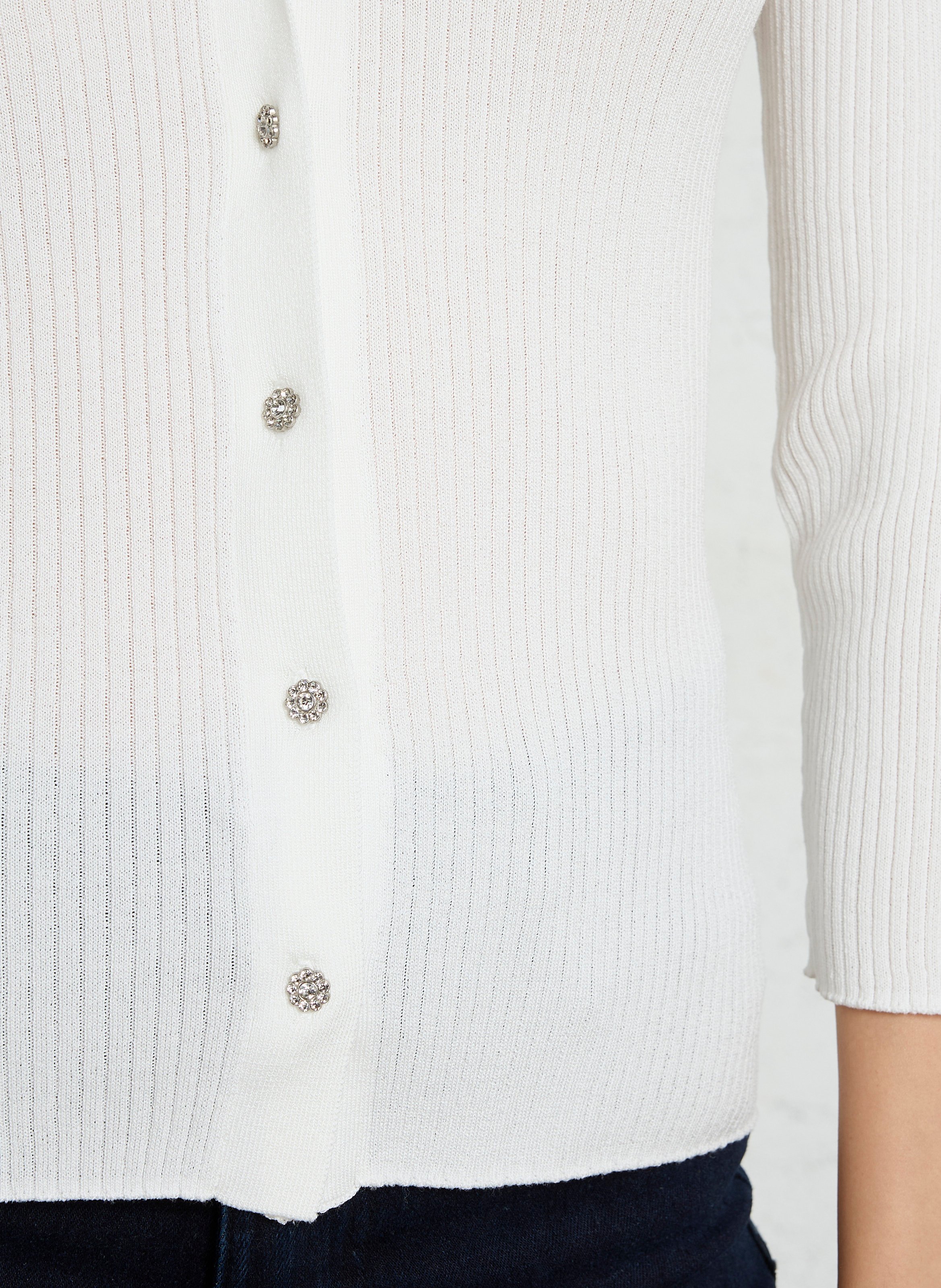 V-Ausschnitt Strickjacke mit Knöpfen IKKS Weiss