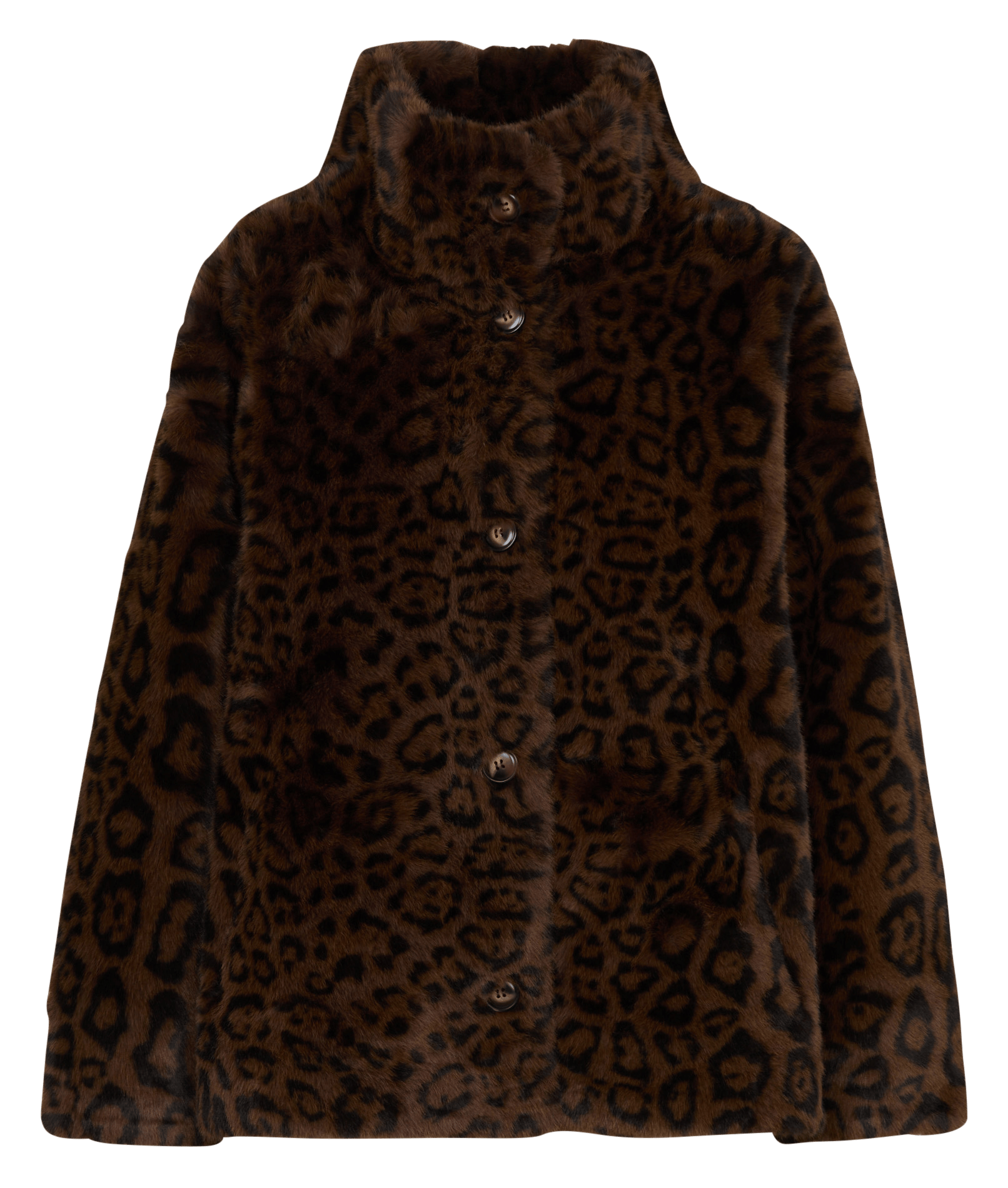 Blouson col montant en fourrure imprimée LE TEMPS DES CERISES Marron