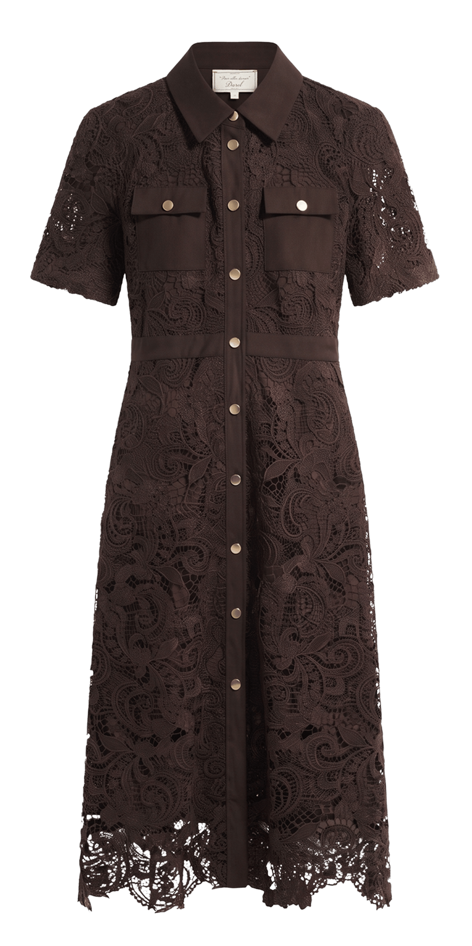 Midi-Spitzenkleid mit klassischem Kragen GERARD DAREL Braun