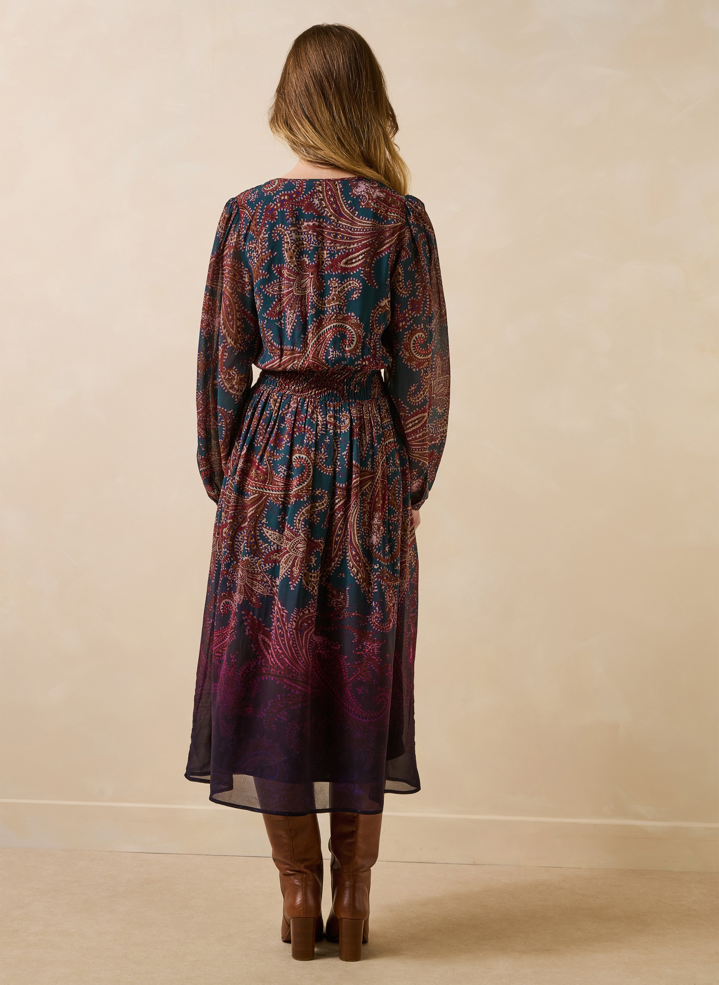 Printed henley midi dress LA FEE MARABOUTEE Blue
