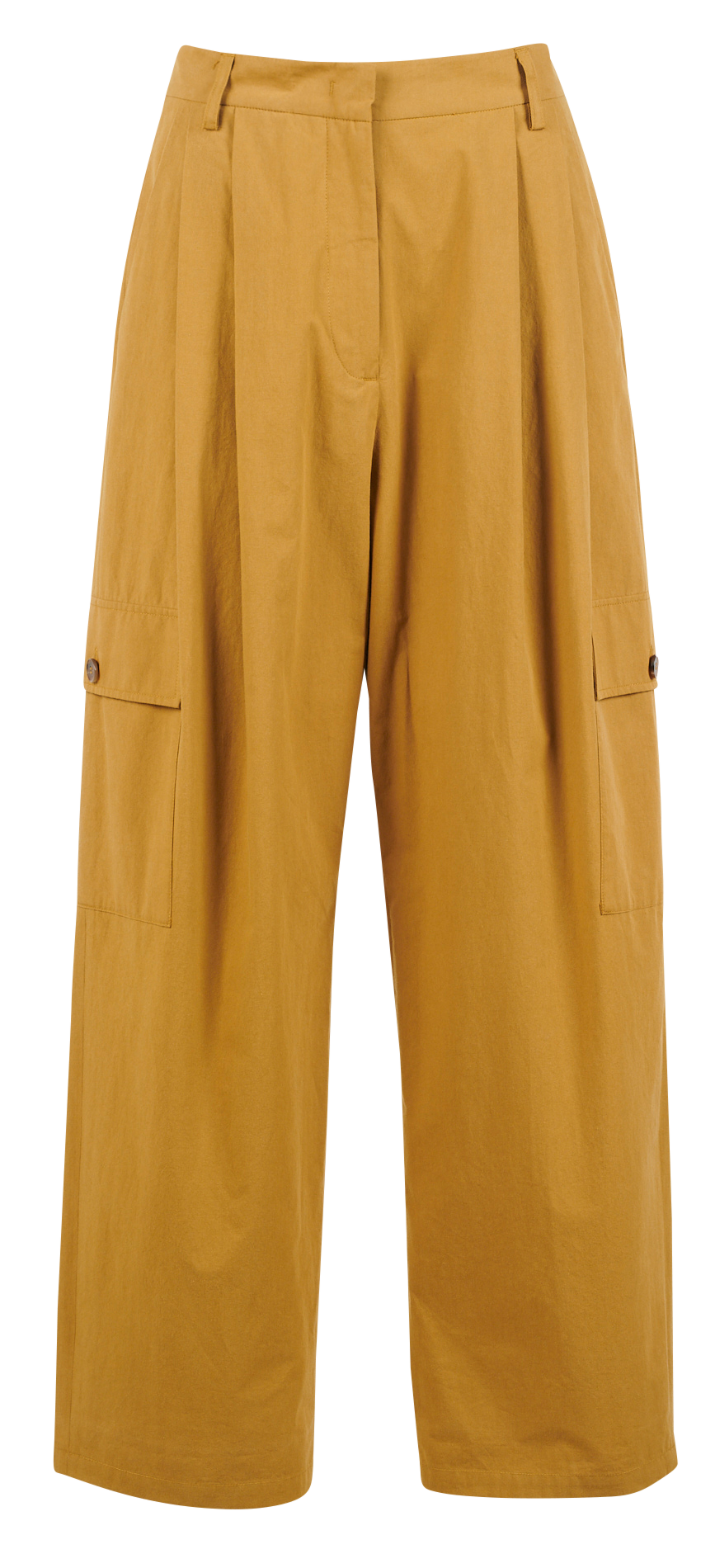 High-rise wide-leg cotton cargo pants Khaki