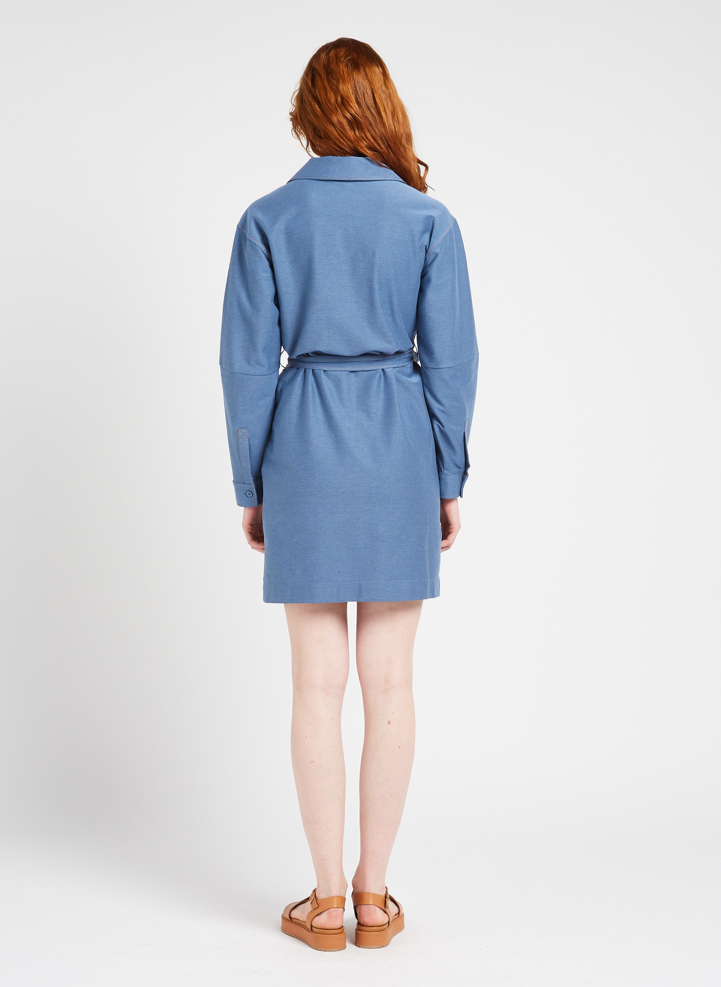 Short denim effect dress in cotton blend MAX MARA LEISURE Grey